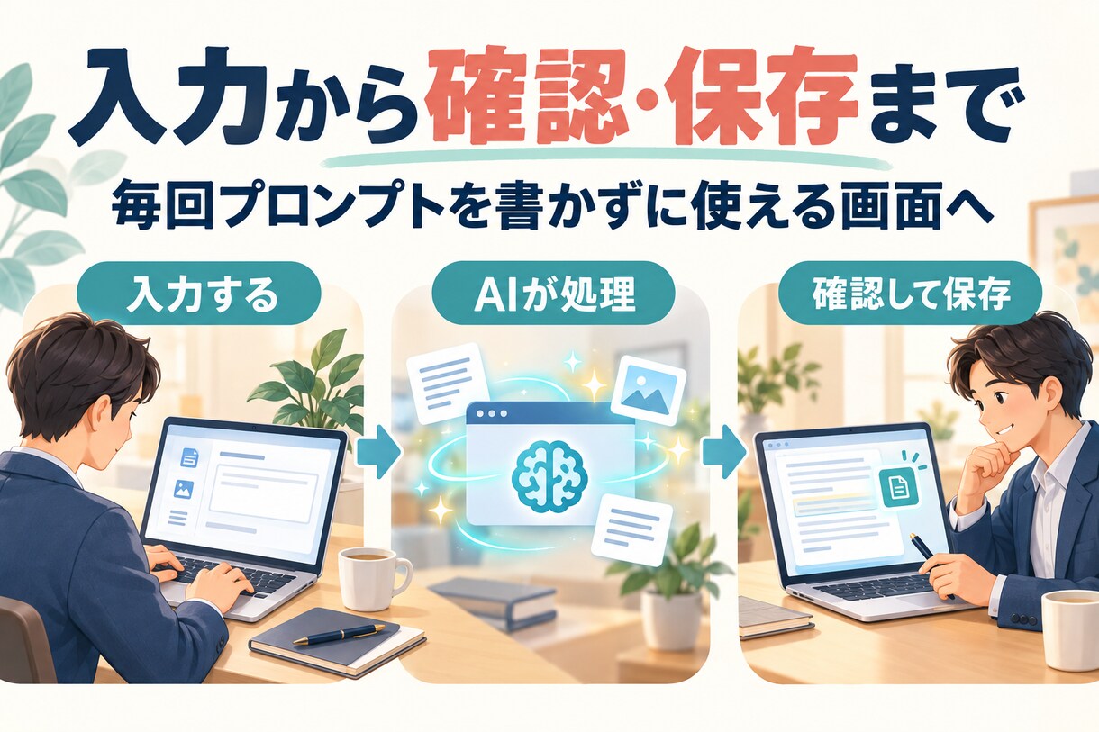 AIとAPIで専用業務ツールを開発します 文章処理から外部連携まで、使いやすい画面で業務を支援 イメージ3