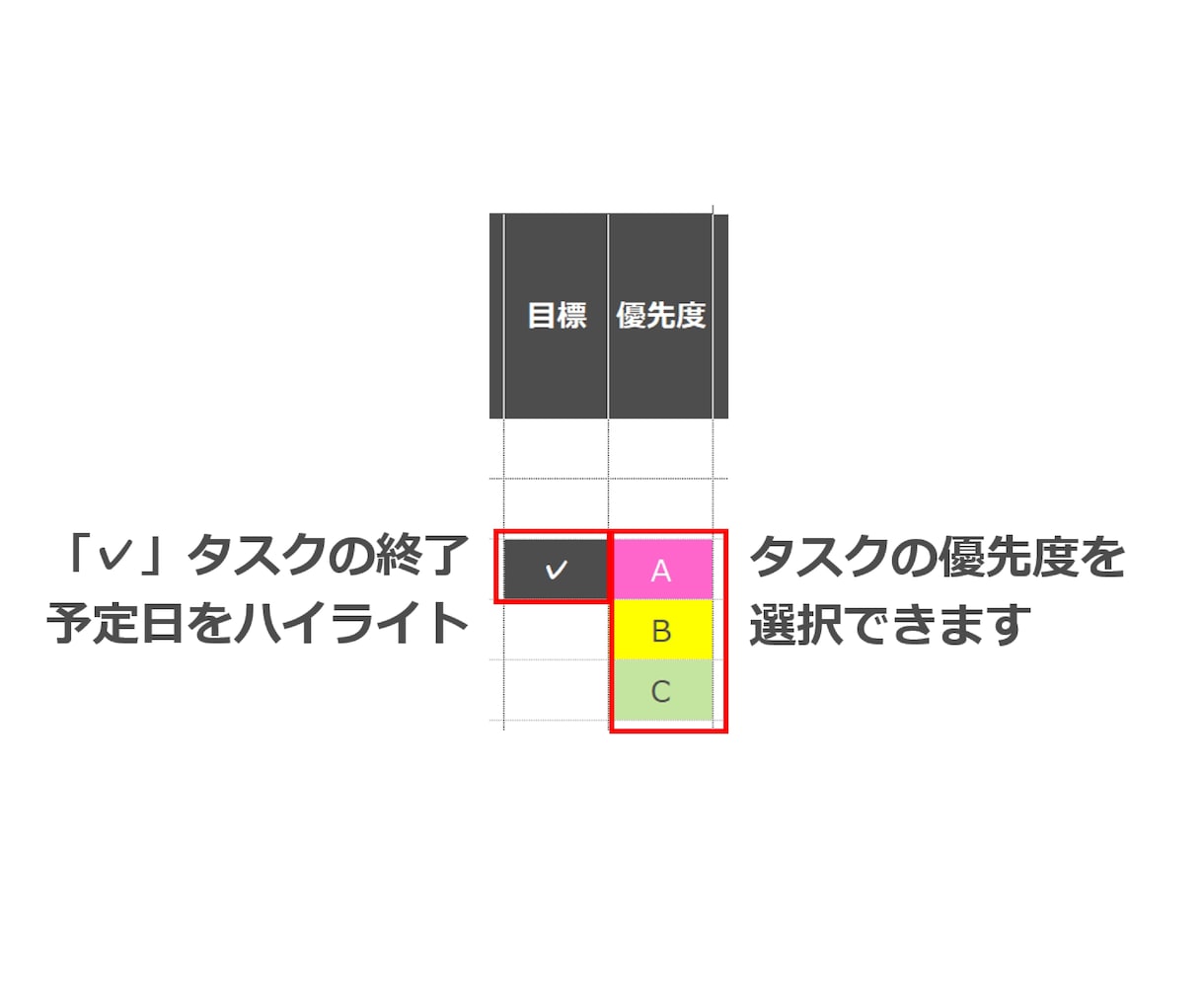 月・週・日別のガントチャート3点セット販売します 入力3項目だけ！ほとんどのタスク管理はこれでOK イメージ10