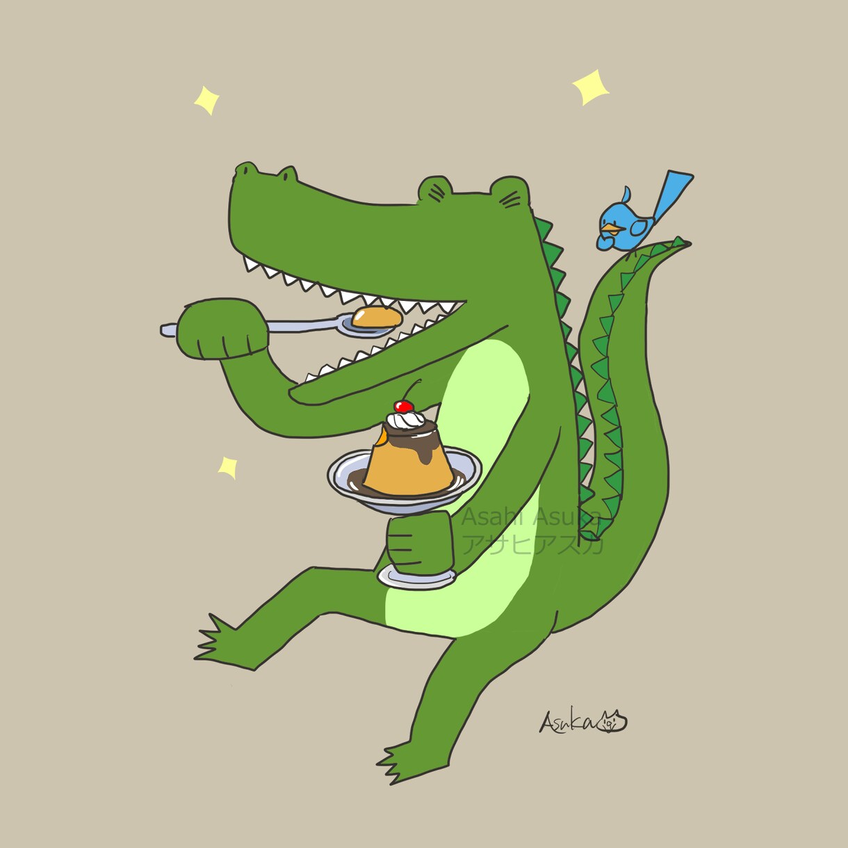 スイーツを食べる動物や生き物描きます 可愛いイラストを見てほっこり癒しのひとときを イメージ4