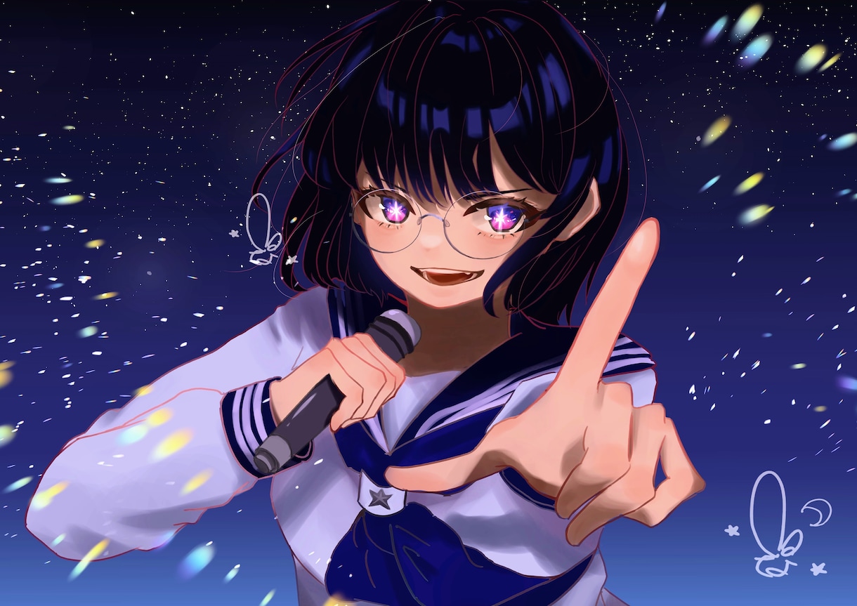 腰から上☆キャッチーなイラスト描きます 宝石などのエフェクト追加で豪華にしましょう！ イメージ2