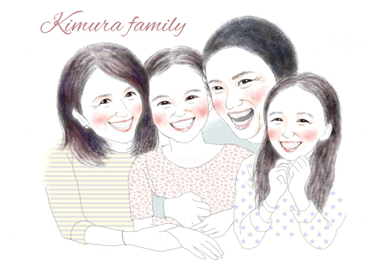 ふんわり柔らかい雰囲気の似顔絵をお描きします デザイナー経験のあるママ似顔絵師 イメージ7