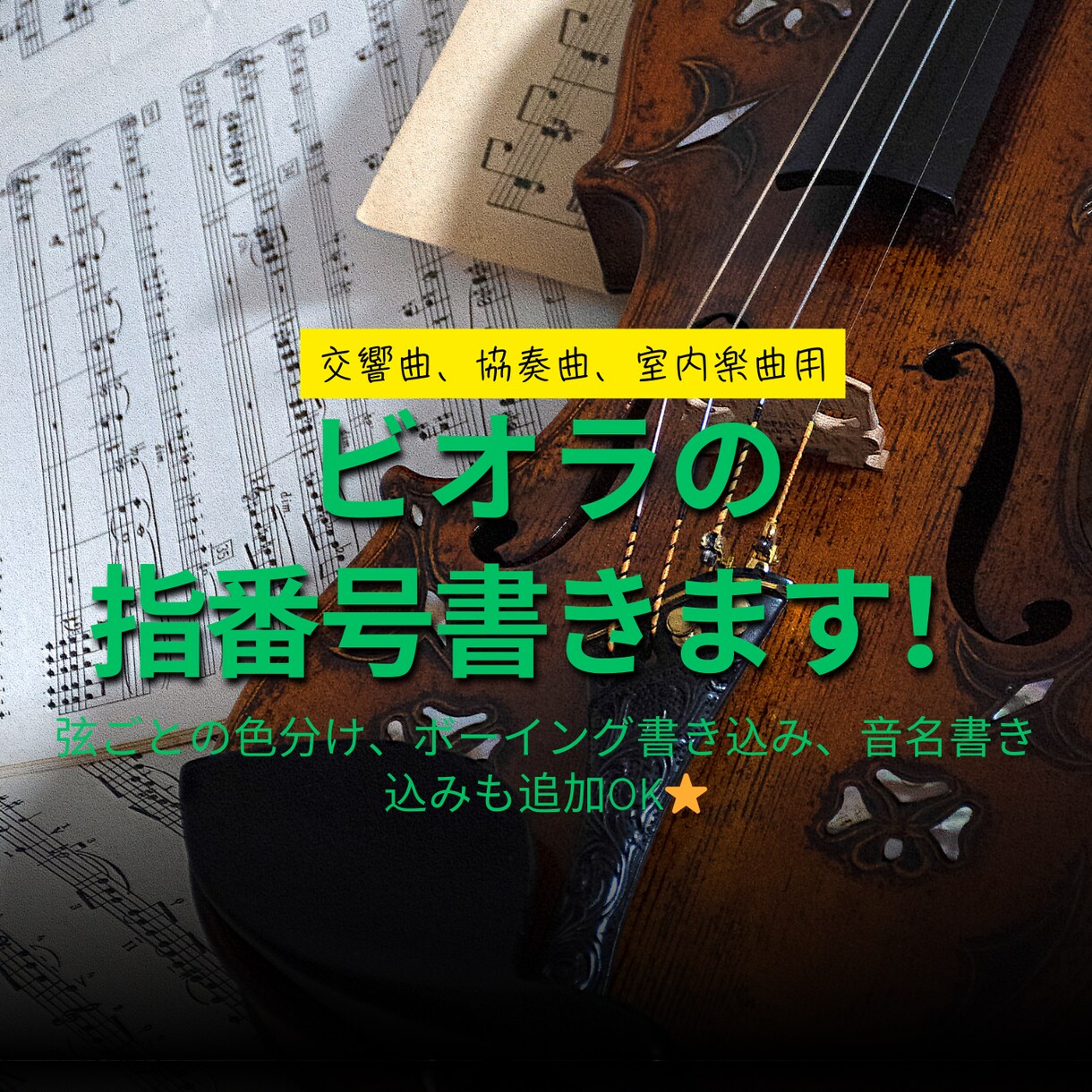 ビオラ、ヴィオラの指番号書きます 皆さんの練習にお役立てください！(交響曲協奏曲室内楽曲用) イメージ1