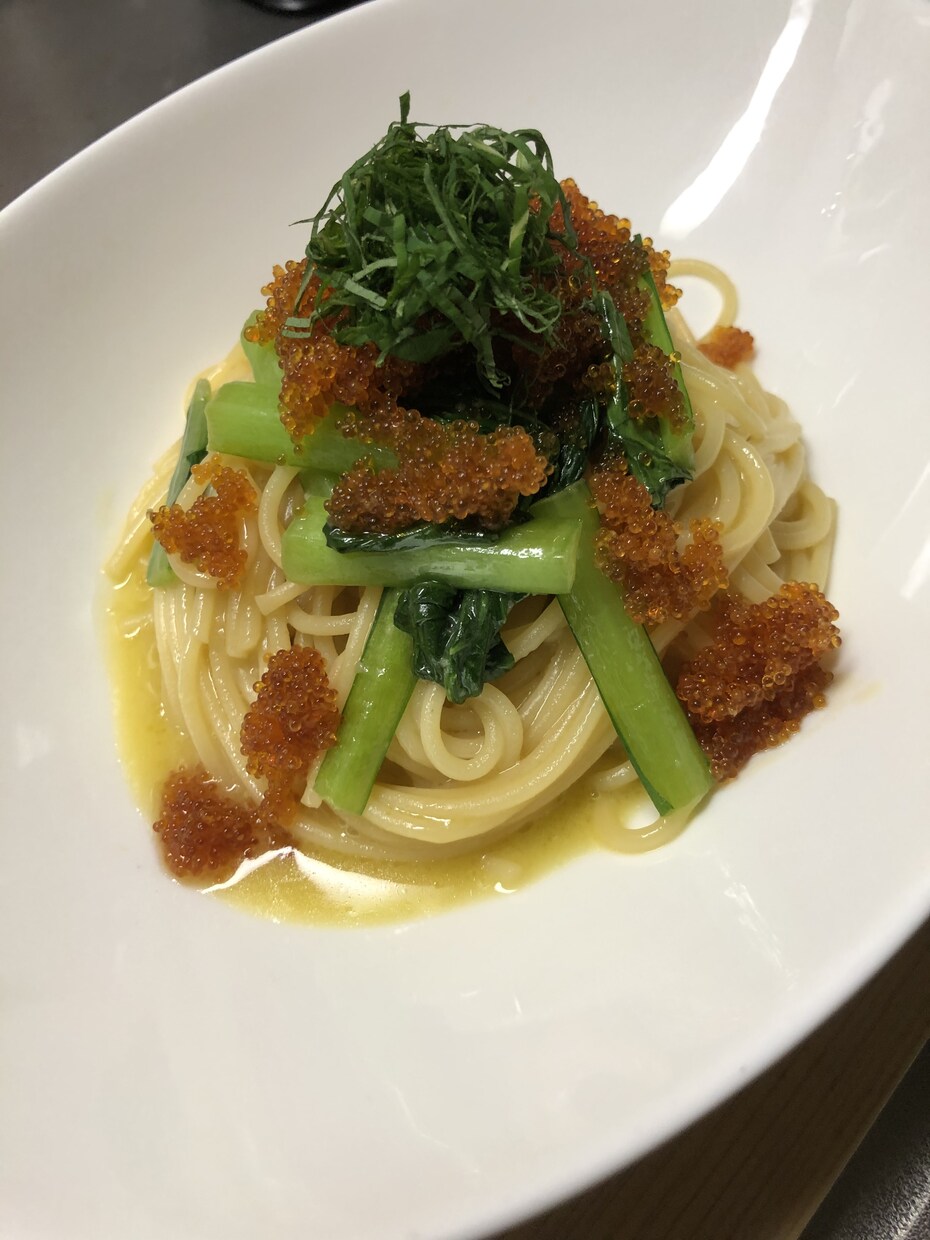 自慢できるとびこと小松菜のパスタの作り方教えます 絶品のパスタを作りたい方へお届けします。 イメージ1