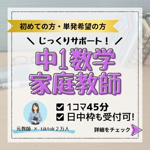 元教師が中1数学の基礎定着を優しくサポートします 「分からない」に寄り添うマンツーマン指導！さかのぼり学習対応 イメージ1