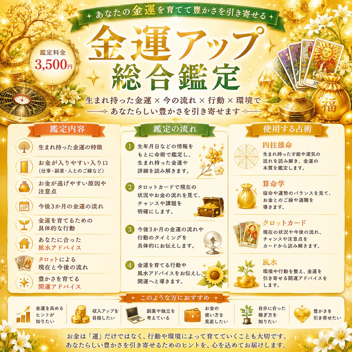 あなたの金運を育てる鑑定でます あなたに合う金運アップ法を総合鑑定 イメージ2