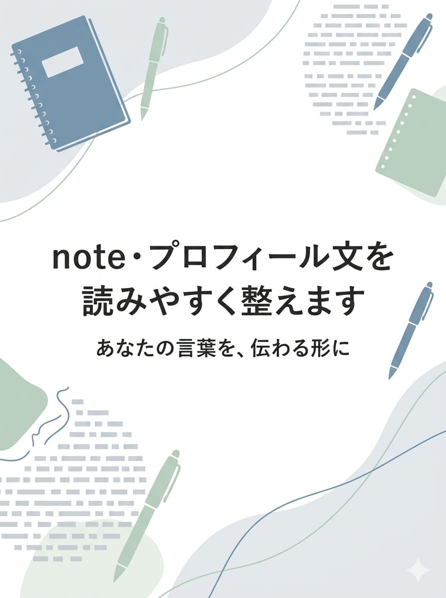 note・プロフィール文を読みやすく整えます あなたの言葉を、伝わる形に整えます イメージ1