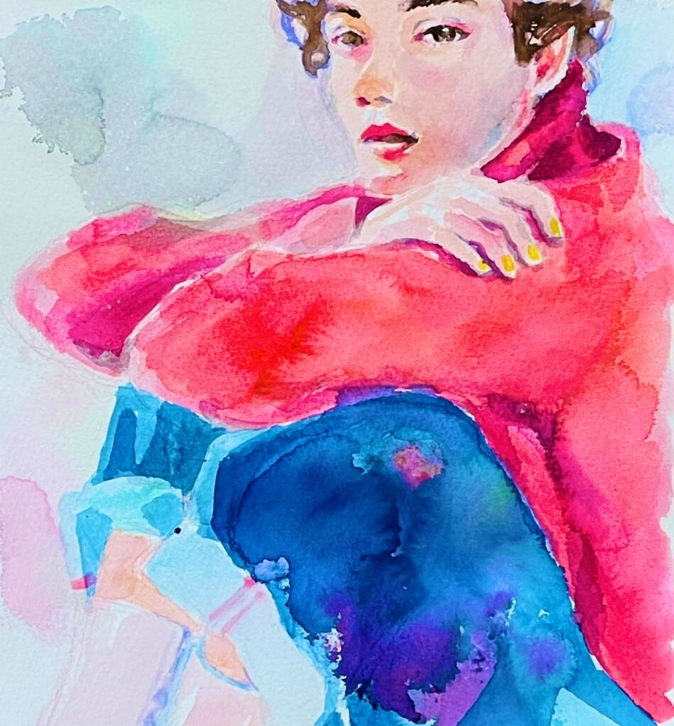 手描き:アナログ:水彩風似顔絵を作成します 日常の風景を 大切な記念日を 色鮮やかに描きます イメージ5