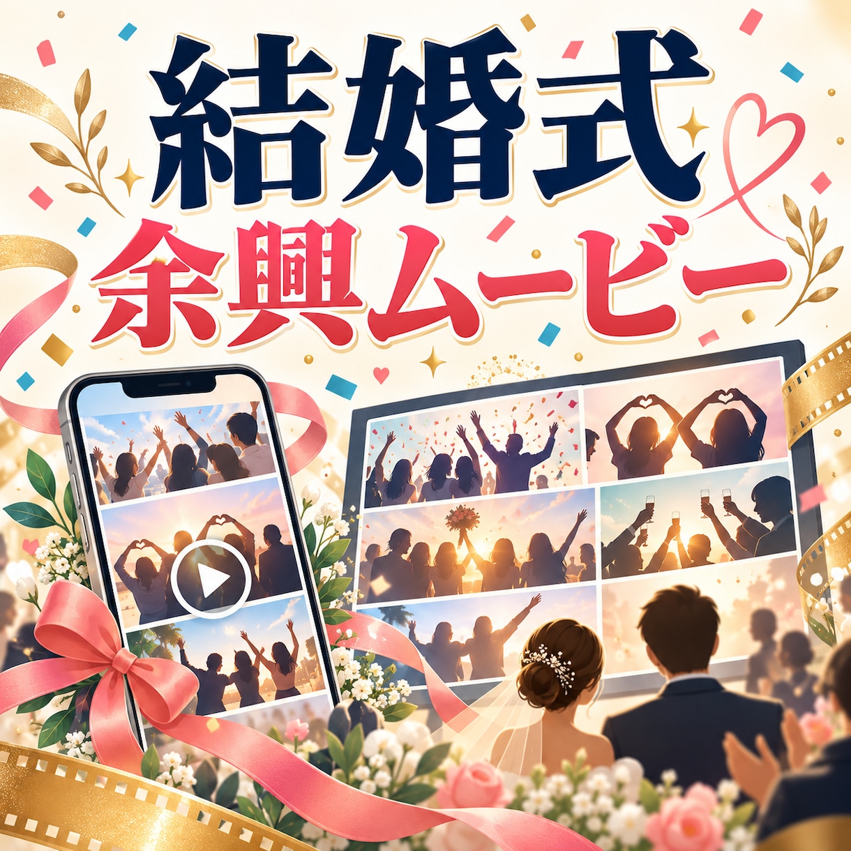結婚式の余興・サプライズムービーを編集します 友人から集めた動画や写真を、思い出に残る1本へ イメージ1