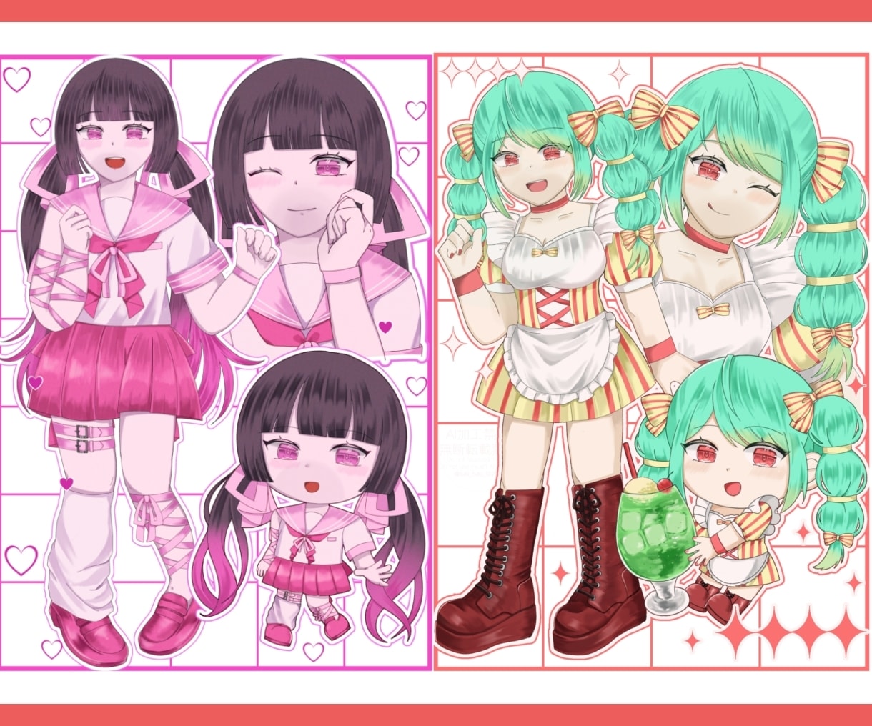 ご希望のキラキラかわいいイラスト（等身）描きます 立ち絵、アイコン、1枚絵動画内イラストに商用利用OK イメージ3