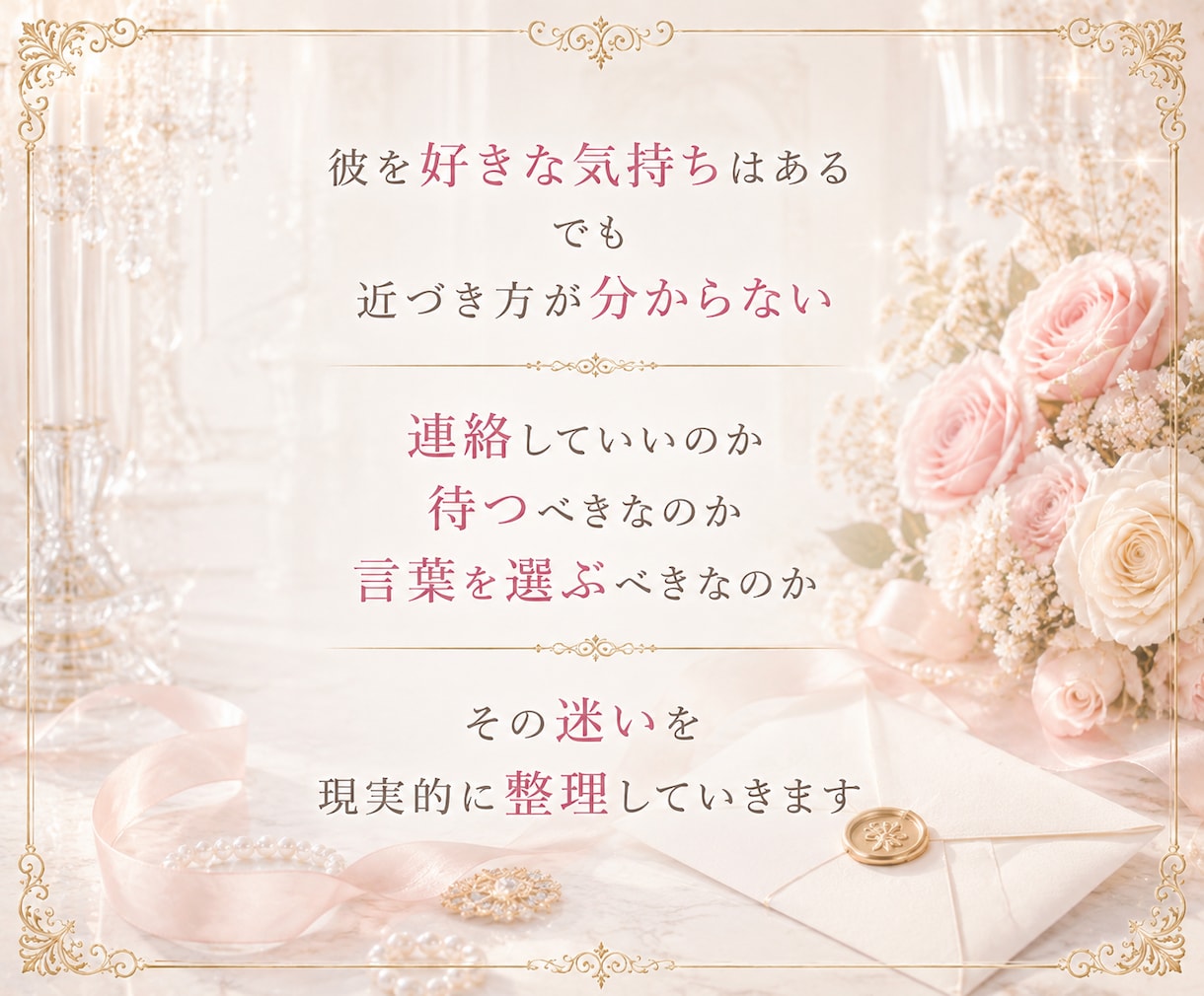 初回限定❤︎1日だけ有名人との恋の相談に乗ります 友人に話せない恋を、現実的な距離感と品のある行動へ整理します イメージ3