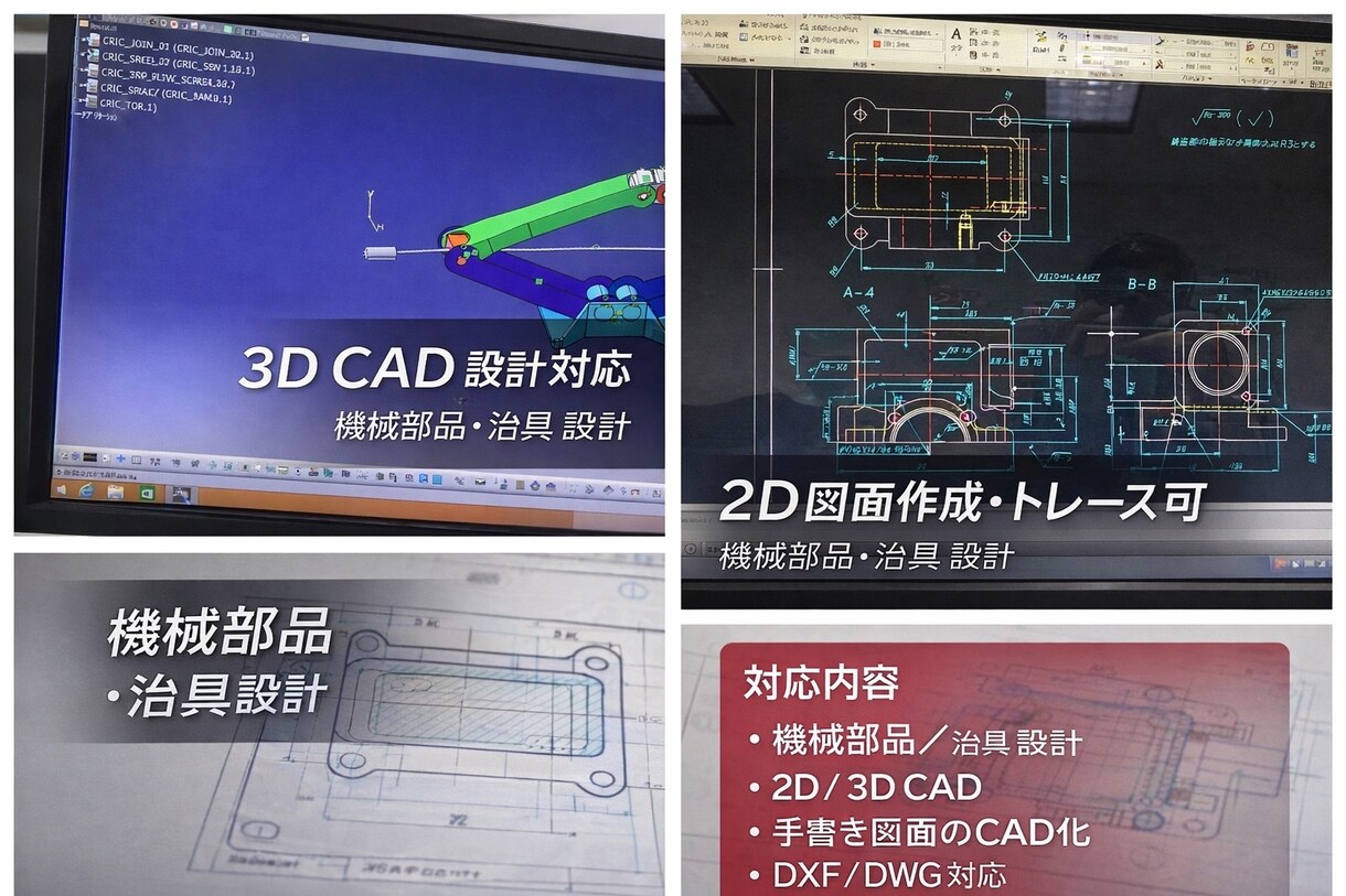 2D3D対応！機械部品・治具のCAD図面作成します スピードと正確性重視。手書き図面・既存図面のCAD化も対応可 イメージ1