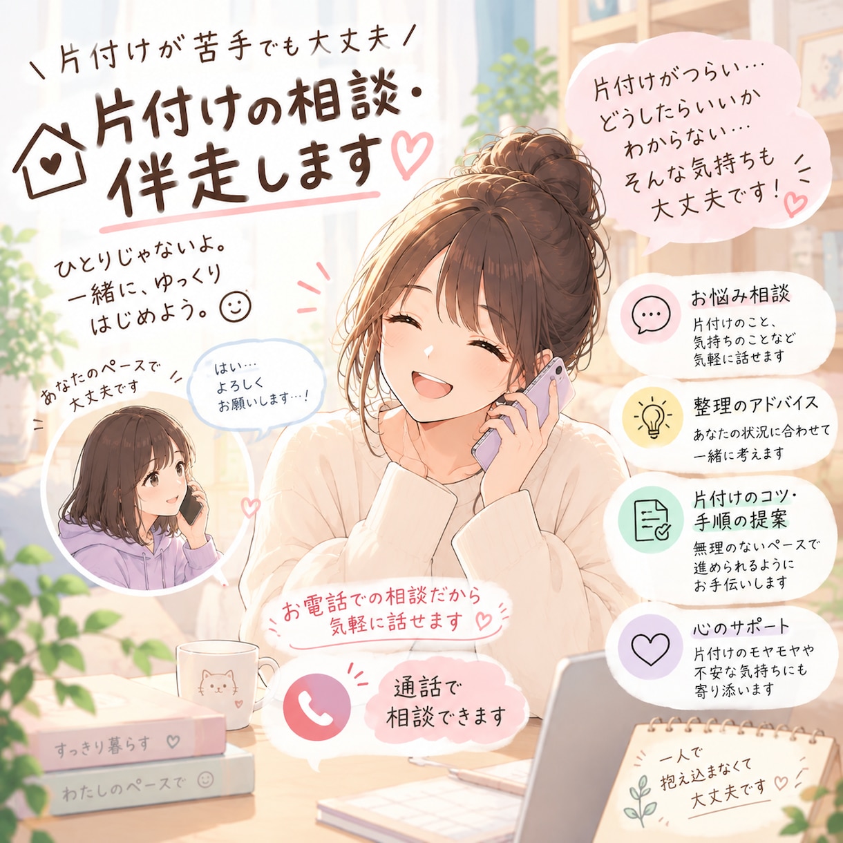 片付けや家事の相談や伴走をします 幼少期から片付け0点の私が寄り添います！ イメージ1
