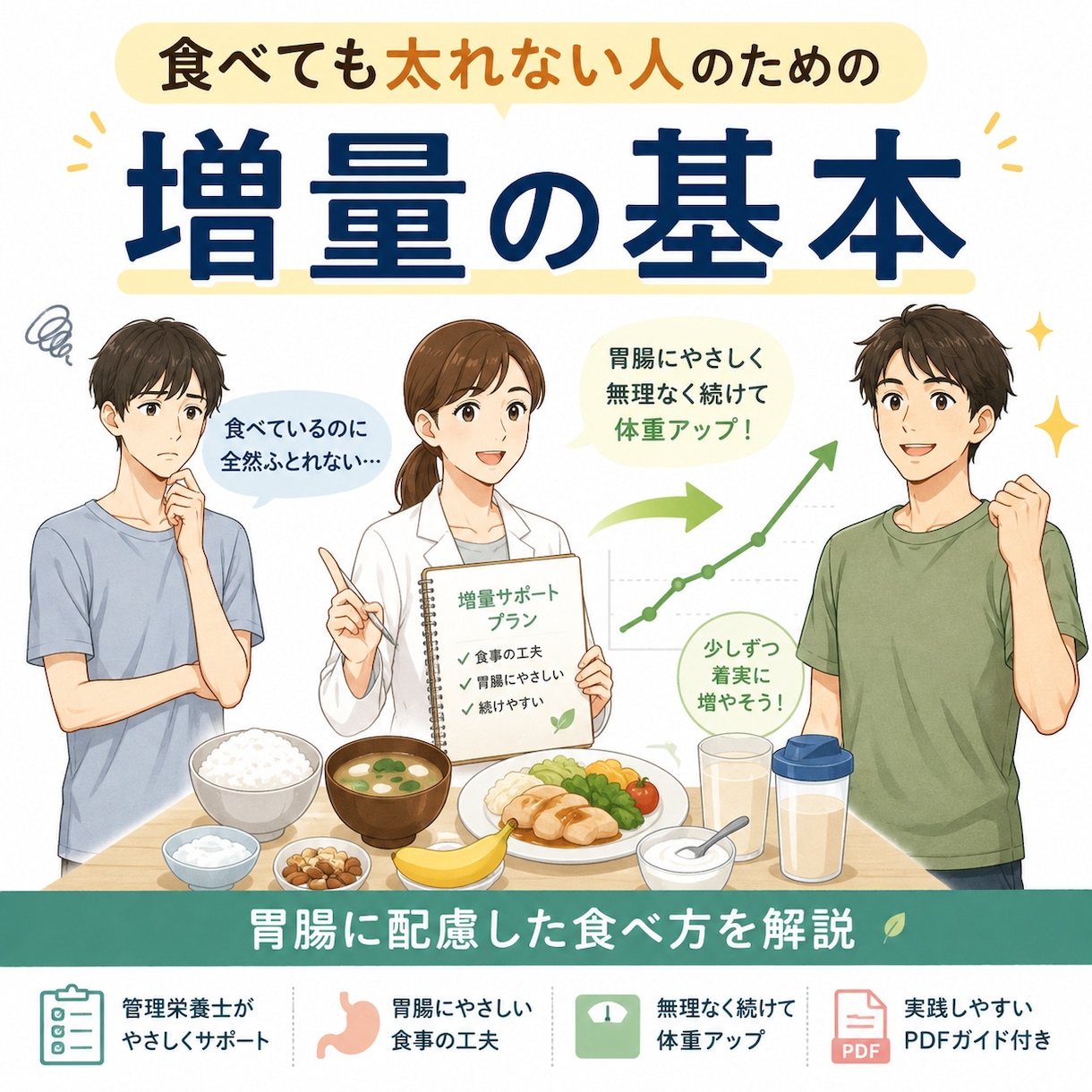 管理栄養士が太れない人向けの増量法をまとめます 胃腸に負担をかけにくい食べ方を実践的に解説 イメージ1