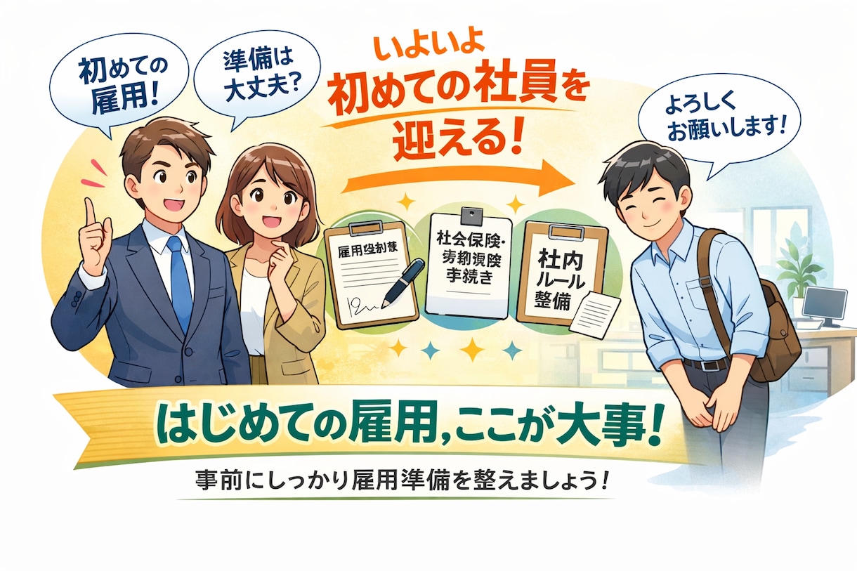 新規適用事業所届、一括サポートします ・はじめて人を雇う会社のための労務パック（30名未満想定） イメージ1
