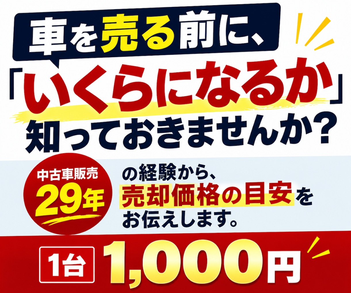 中古車の売却相場を29年の経験から見ます 「あなたの中古車、いくらで売れるか経験からお答えします イメージ1