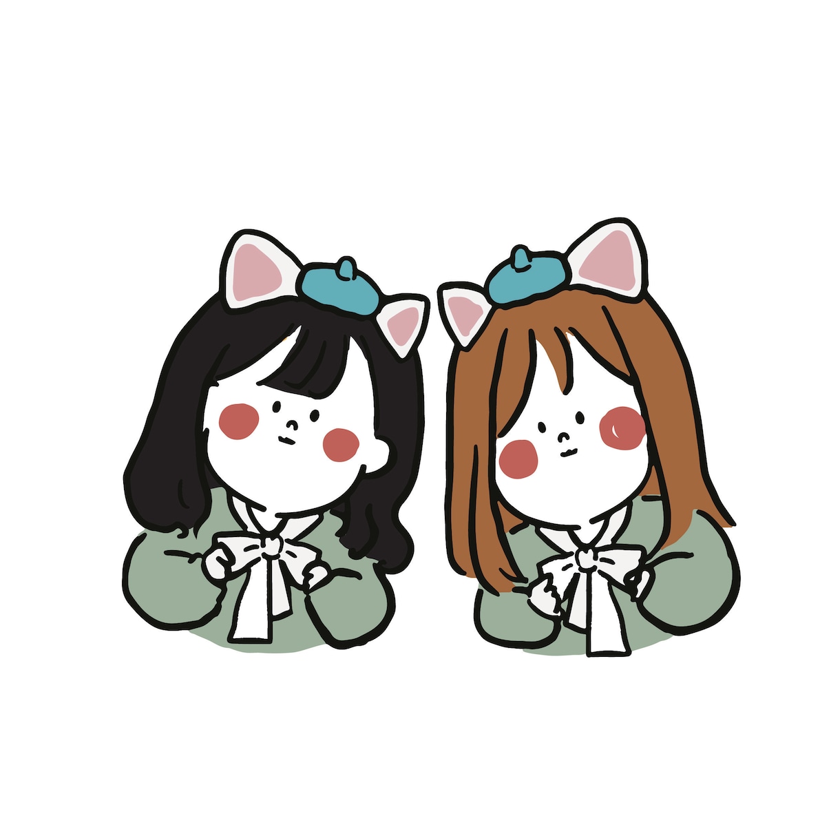 あなたがモデルの ペアイラスト をお描きします シンプルだけどキュートでほっこりなイラストが得意ですഒ˖° イメージ7