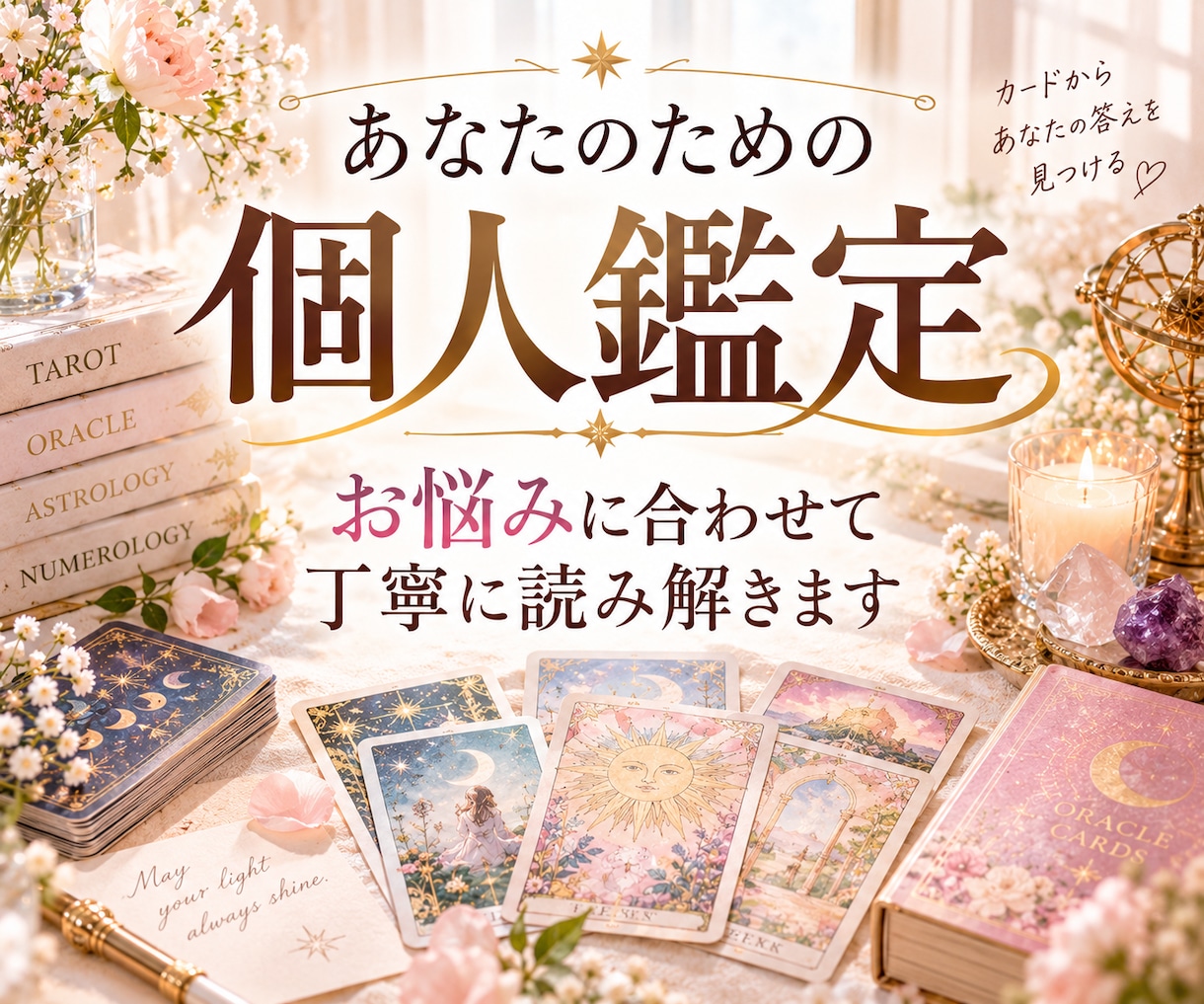 タロットでテーマに沿って個人鑑定します ひとつの悩みに、優しく寄り添うタロット鑑定 イメージ1