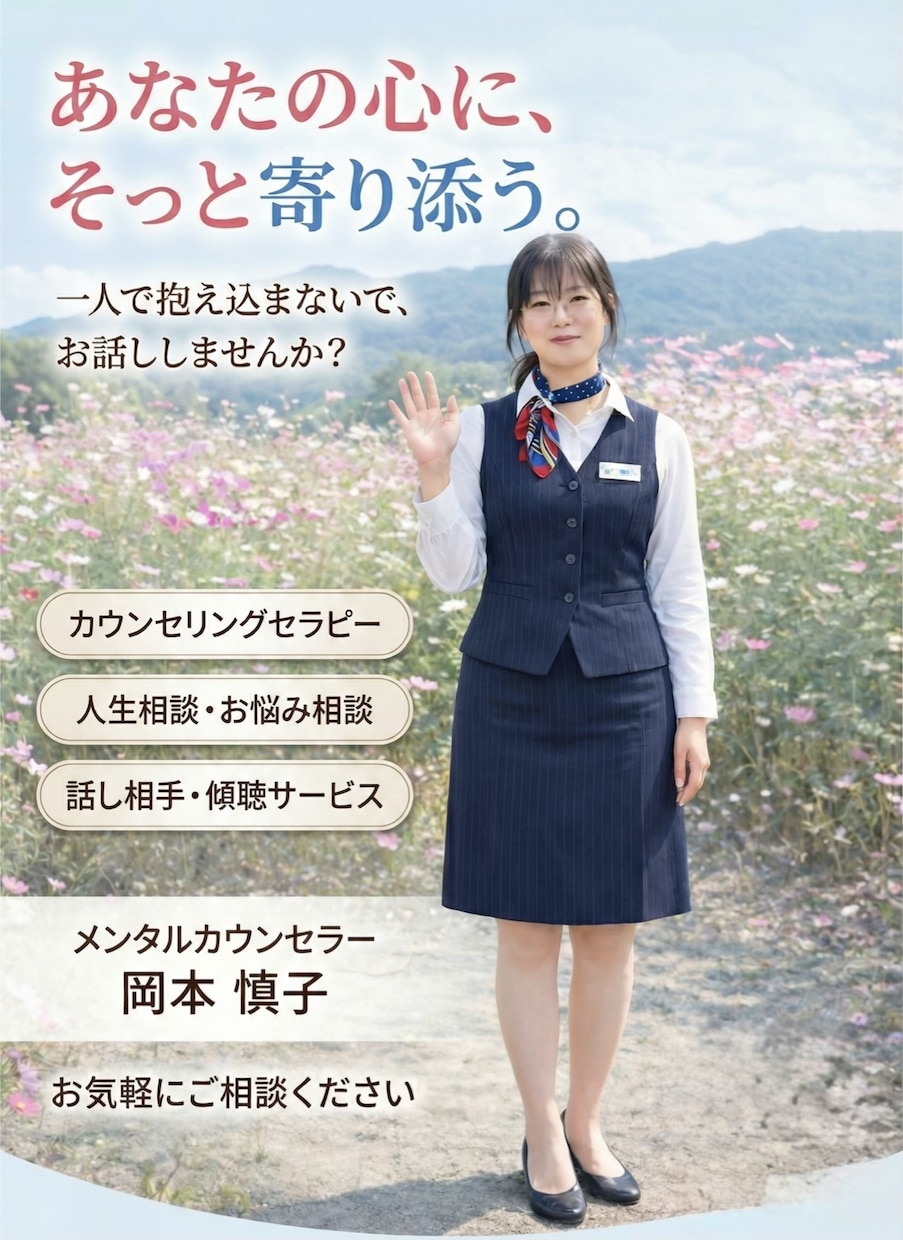 あなたの心にそっと寄り添います 癒しのソムリエがあなたに寄り添い、心の中コリをほぐします。 イメージ1