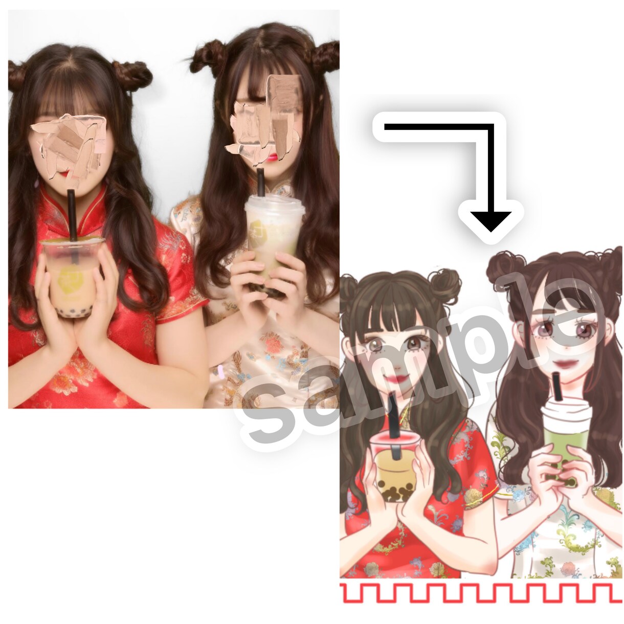 お写真から似顔絵風イラスト承ります SNSのアイコン・家族、恋人、友達へのプレゼントに♪ イメージ7