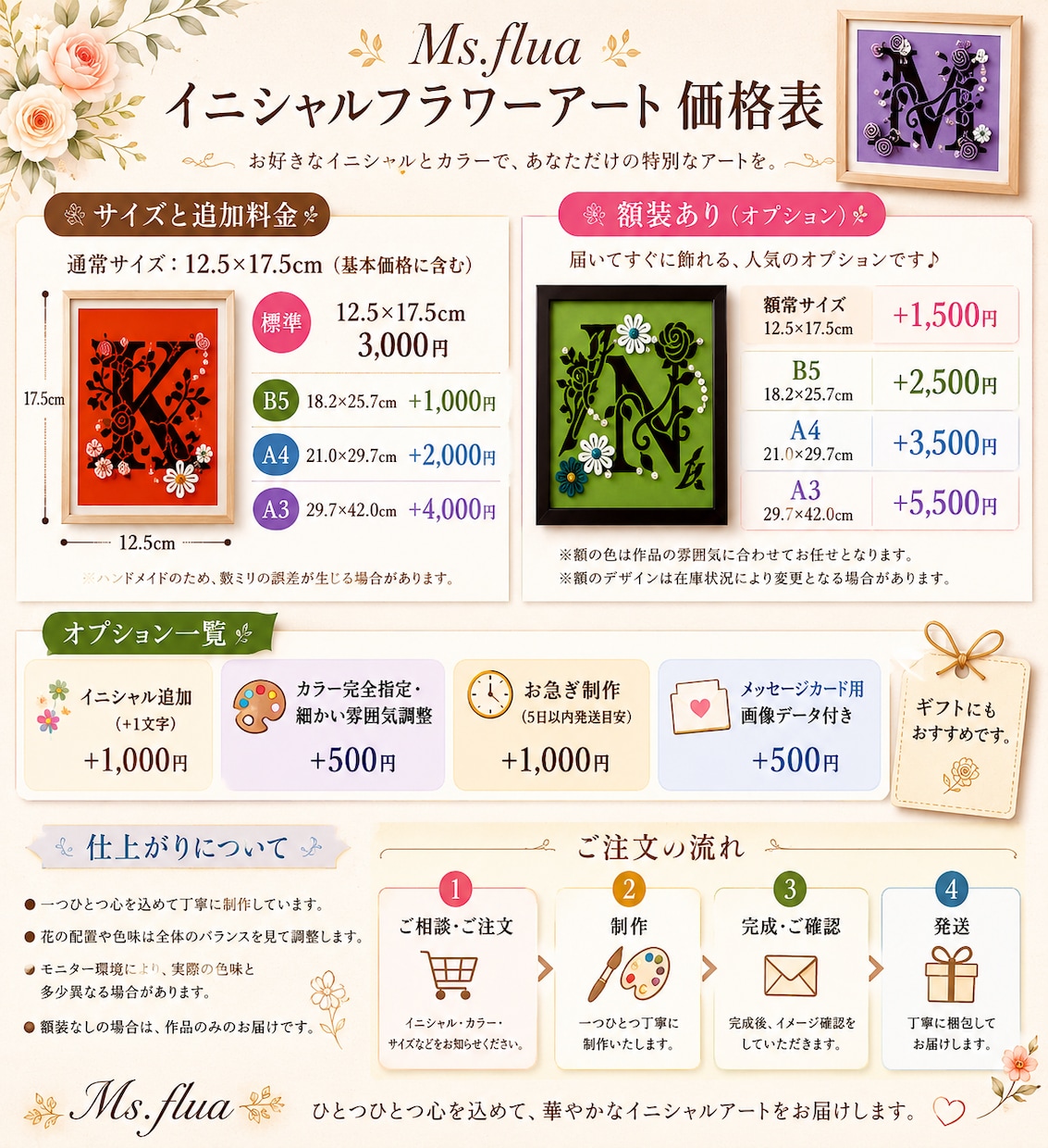 イニシャルフラワーアート ギフトにも喜ばれます お好きなイニシャルとカラーで、貴方だけのフラワーアートを。 イメージ1