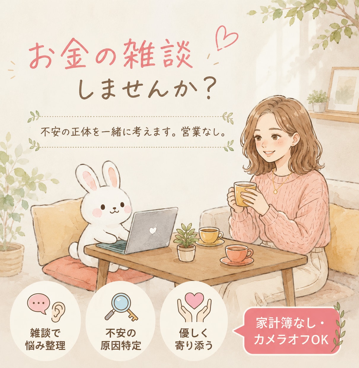 看護師FPがお金のモヤモヤを会話の中から見つけます 準備ゼロ＆顔出し不要！お金の不安に寄り添う相談室～ イメージ1