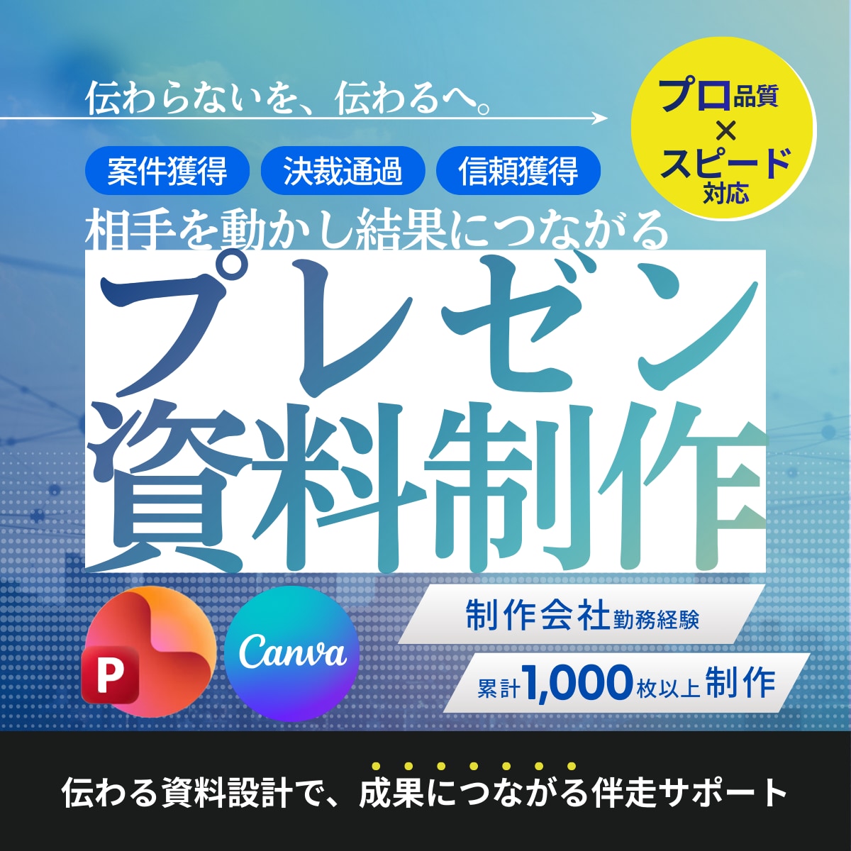 伝わる資料制作│プレゼン・提案書の資料作ります 制作会社経験×1,000枚以上の実績！心を動かす資料デザイン イメージ1