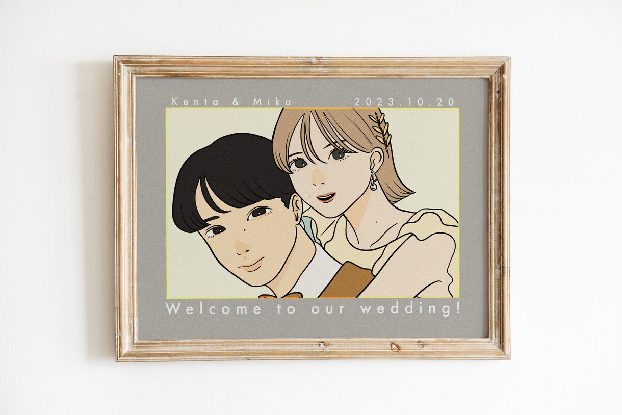 新郎新婦の似顔絵ウェルカムボードをデザインします ◎結婚式・お祝い・プレゼント・記念 イメージ2