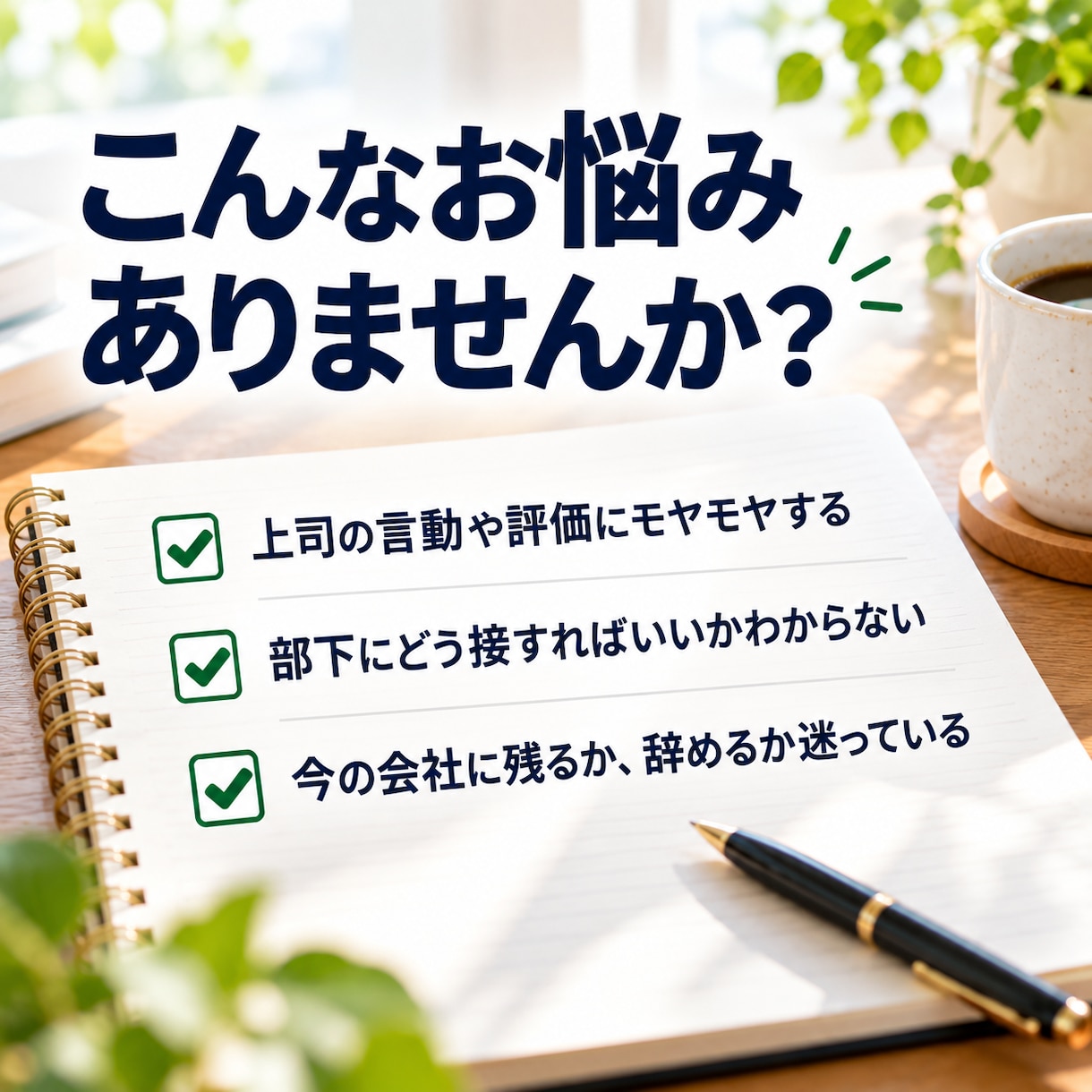 上司・部下・キャリアの悩み、一緒に整理します 上司も部下も知る現役管理職が、もうひとつの視点を渡します イメージ2