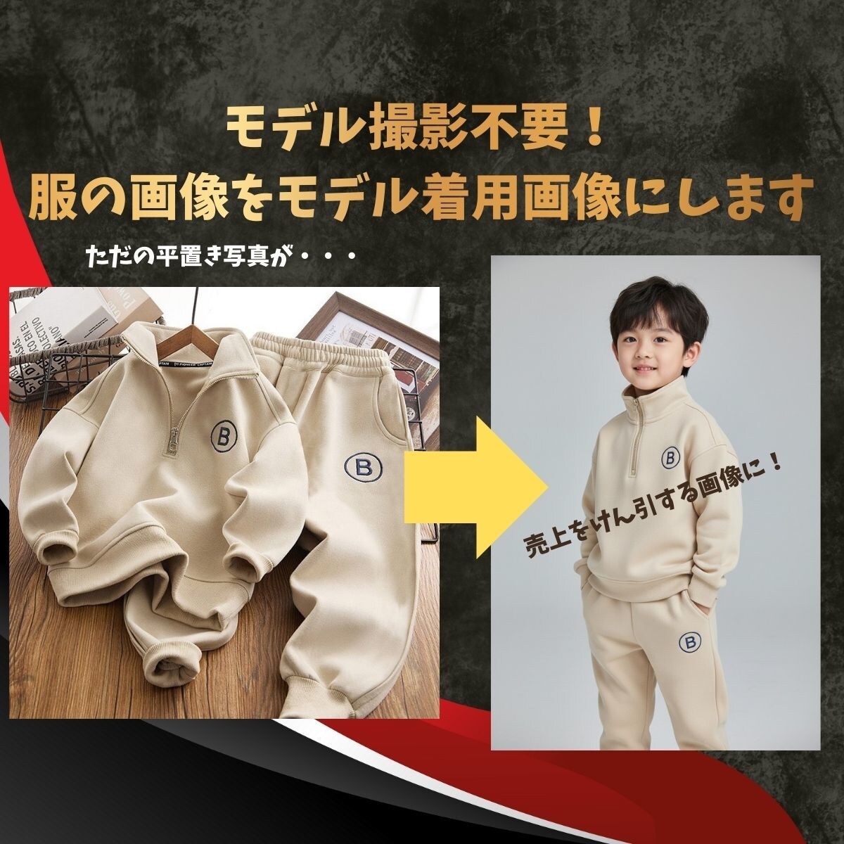 モデル撮影不要！服の画像をモデル着用画像にします メンズ・レディース・子供服対応 EC SNSのクリック率UP イメージ1