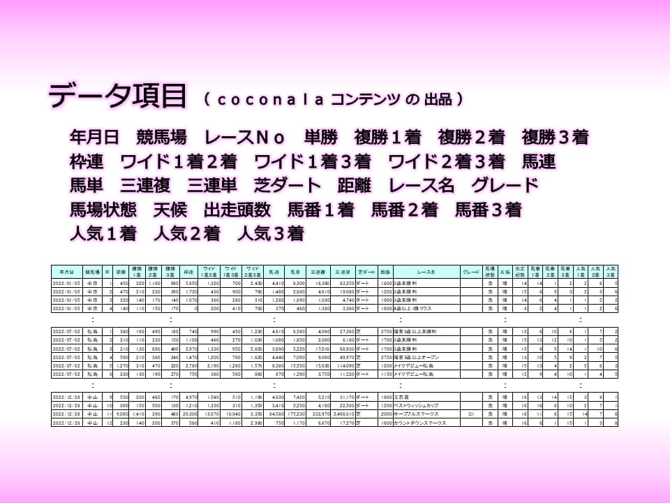 競馬☆ 払戻金一覧  １年分 を提供します データを分析・活用して回収率をアップしましょう！ イメージ3