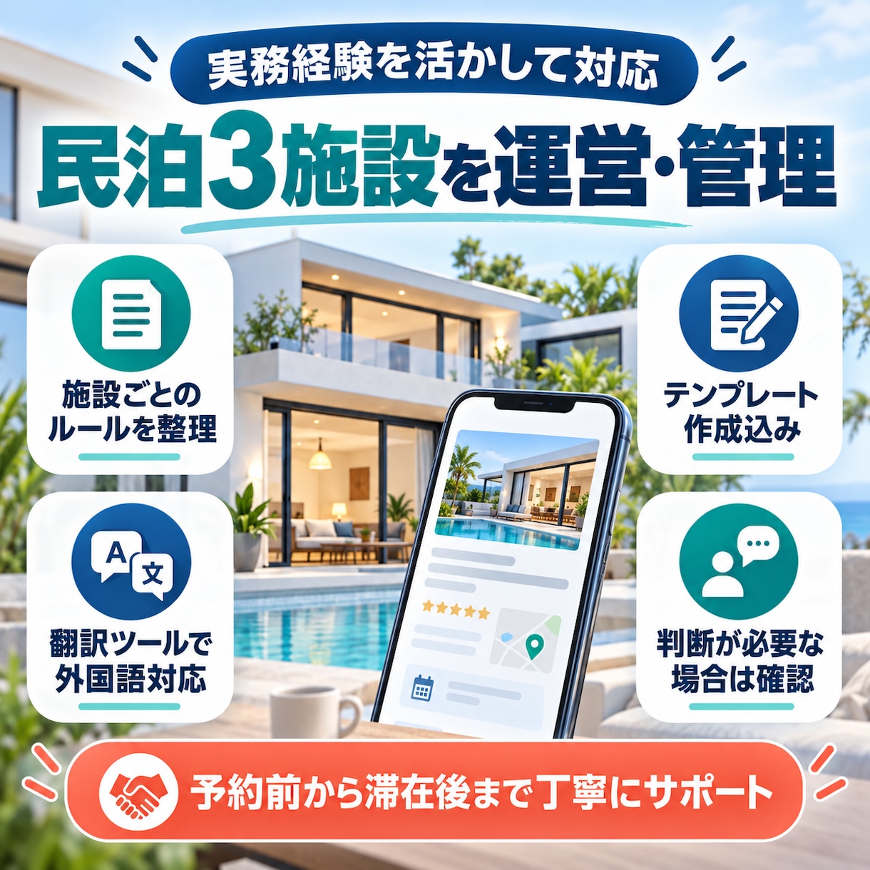 民泊の宿泊者メッセージ対応を代行します 3施設の運営経験を活かし予約前から丁寧に対応 イメージ6