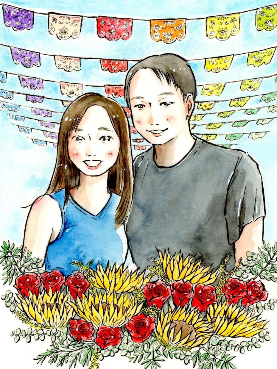 手描き水彩＊記念日にがおえ描きます 原画とデータお渡し！祝いの贈り物にピッタリです♪ イメージ3