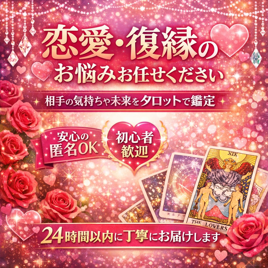 恋愛・復縁・相手の気持ちをタロットで鑑定します 魂のご縁とお相手の本音を読み解きます イメージ1