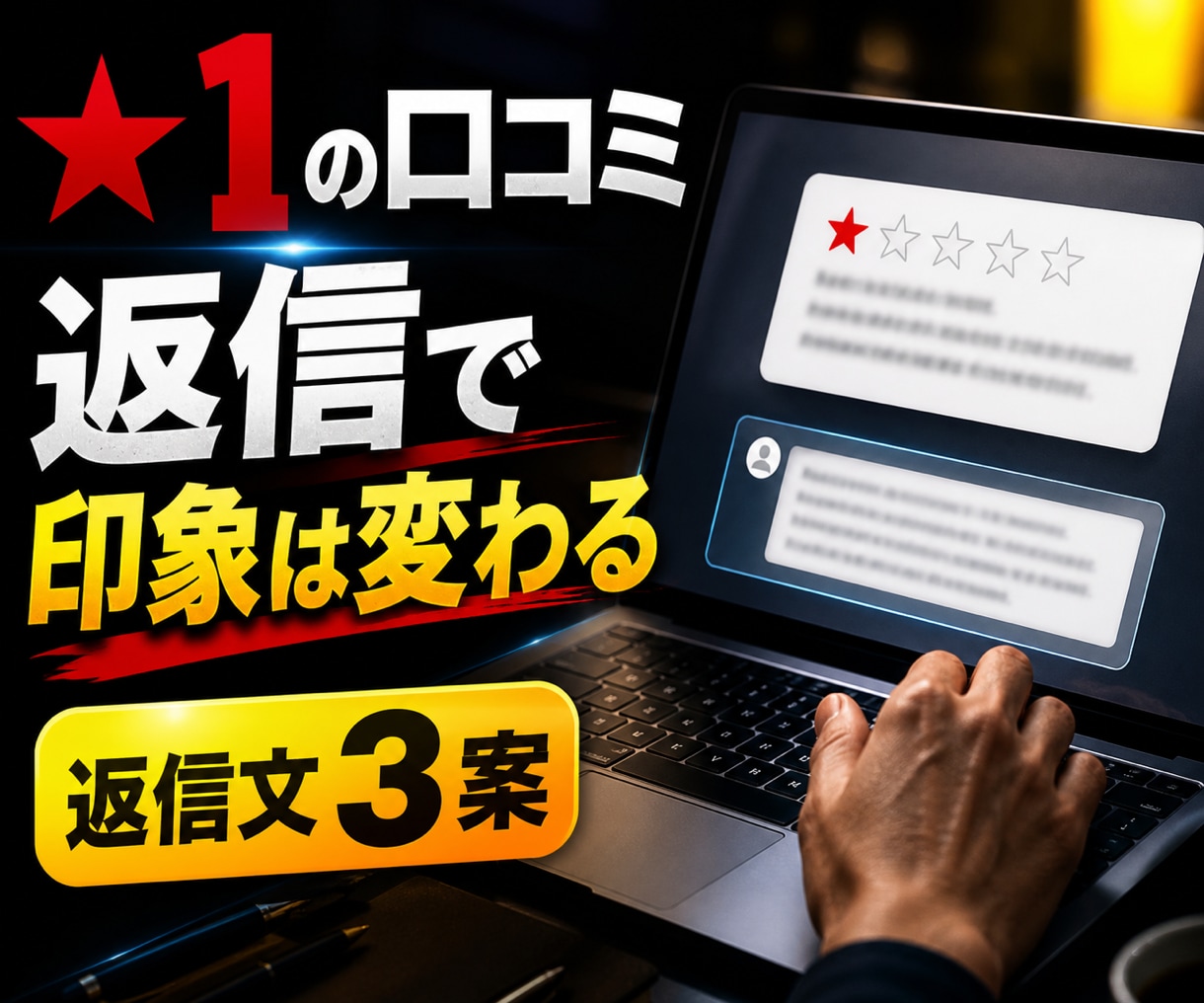 低評価口コミへの返信文を3案作成します 反論せず、謝りすぎず、お店の誠実さを伝えます イメージ1