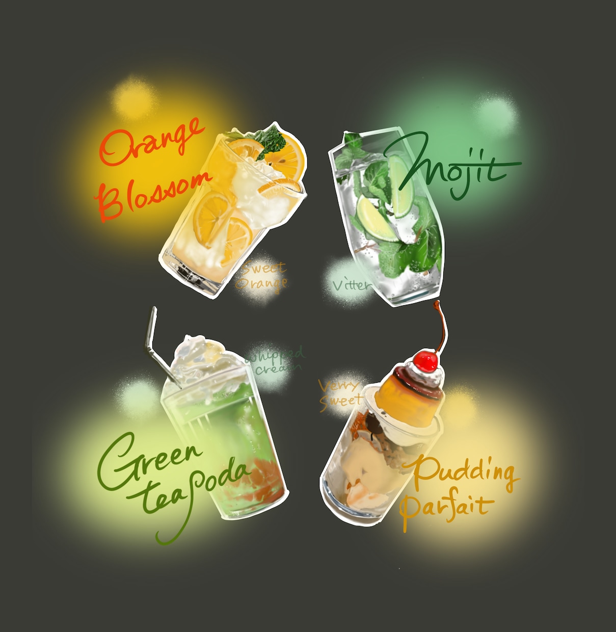 カフェメニューをリアルなイラストで作成します お洒落なイラストと手書き文字で目を惹くデザインを提案します。 イメージ5