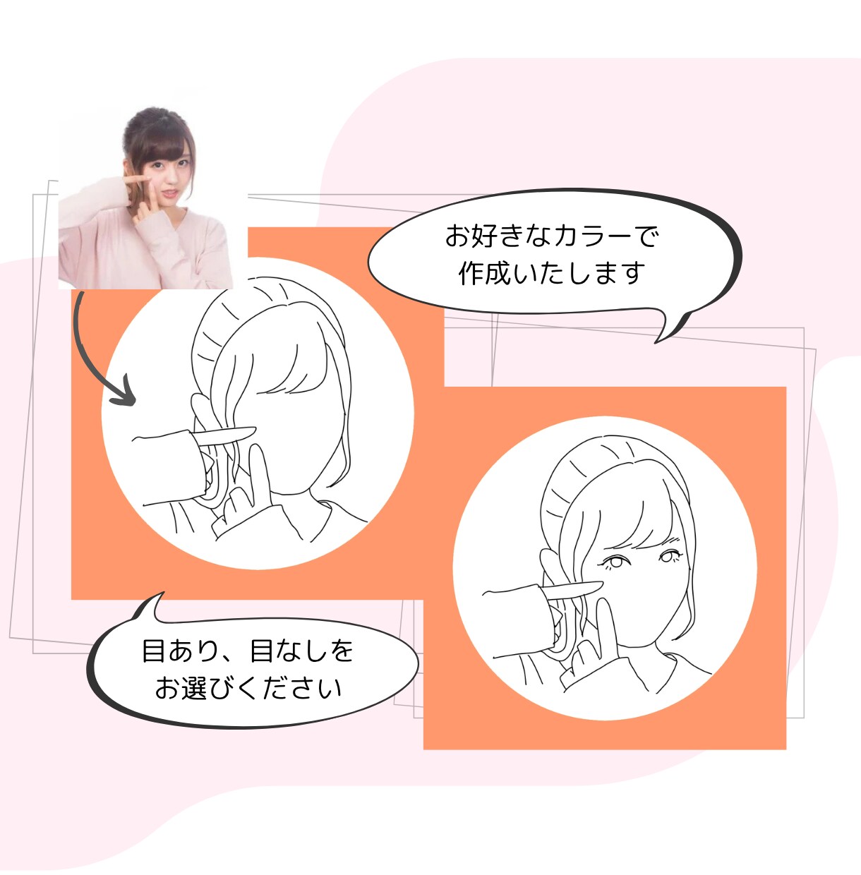 匿名性&個性を両立!似顔絵イラストし作成ます ほどよく個性的でほどよく匿名性もある似顔絵イラスト作成します イメージ2