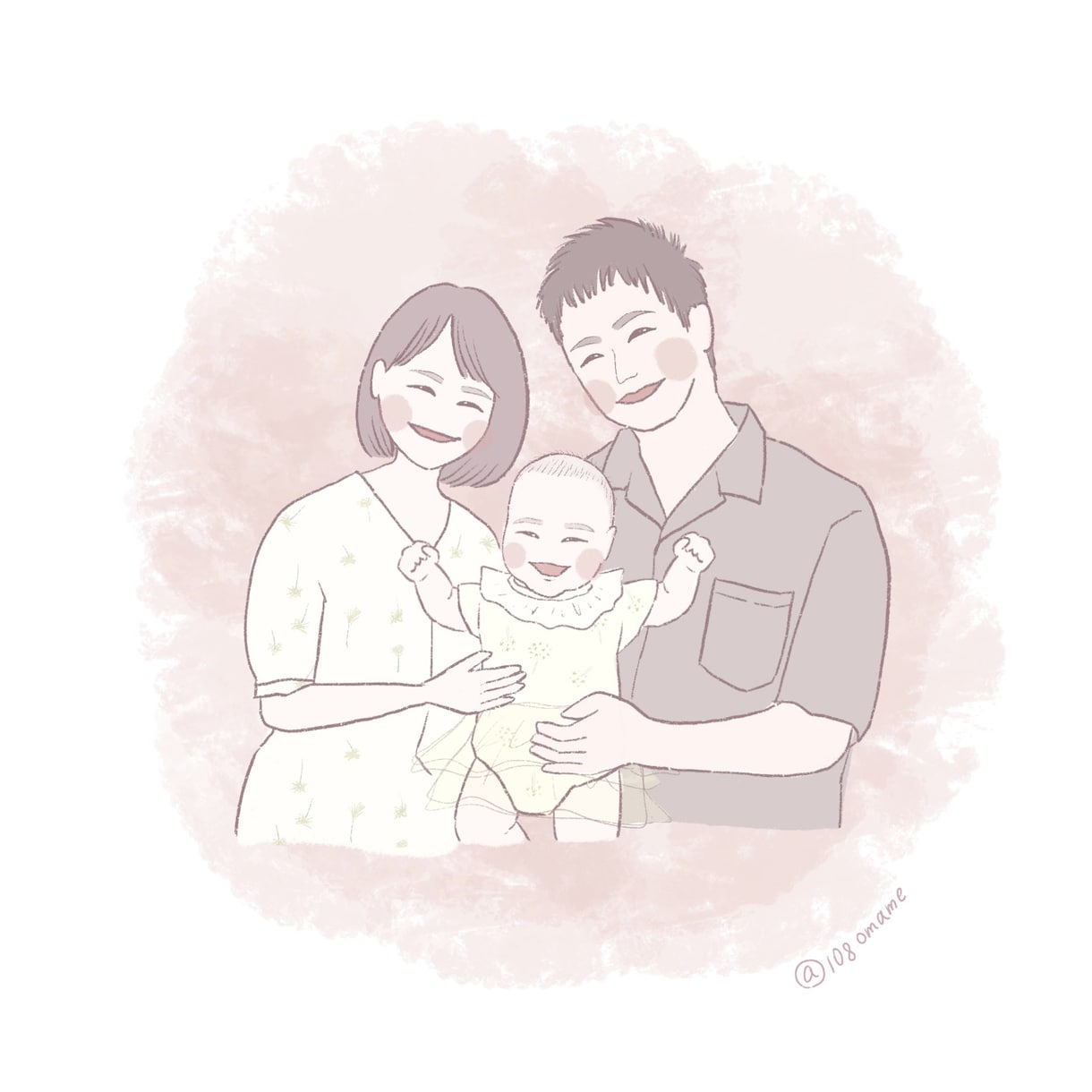 デジタル手描き！やさしい似顔絵イラスト描きます 〜ご家族、カップル、親子、ペットも！にこにこ似顔絵〜 イメージ3