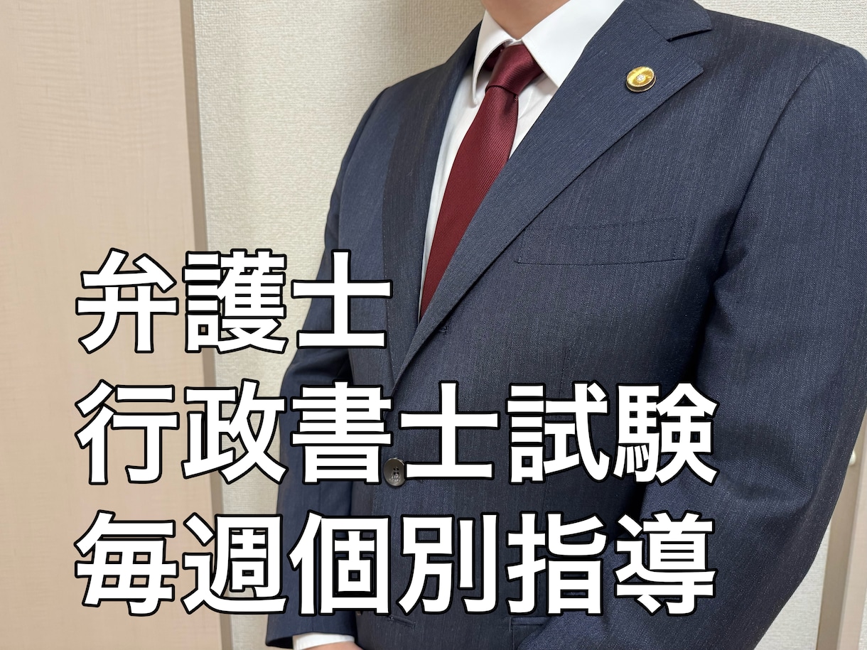 弁護士が毎週30分行政書士試験の個別指導をします 行政書士試験合格経験のある現役弁護士が丁寧に個別指導！ イメージ1