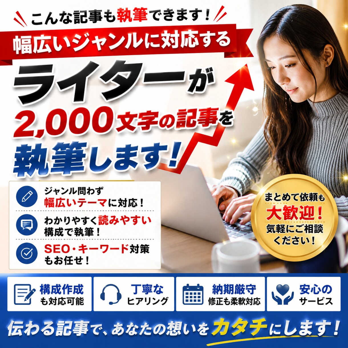 AI×webライターで高品質な記事を作成します 効率的に、かつ高品質な記事をお求めの方へ イメージ1
