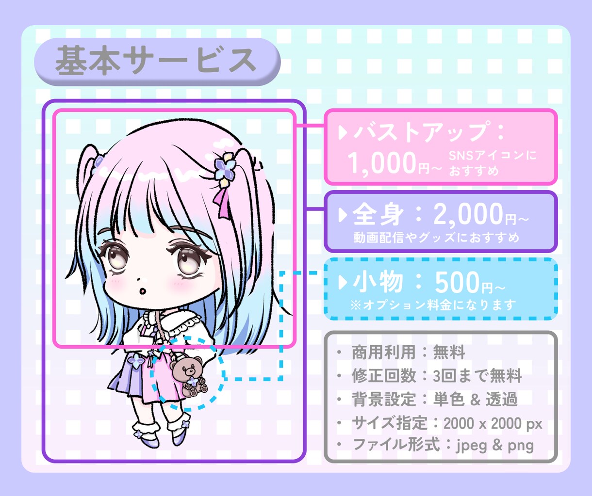 商用OK！かわいいミニキャライラストを描きます SNS/Youtube/Vtuber/アイコン/ブログ/挿絵 イメージ2