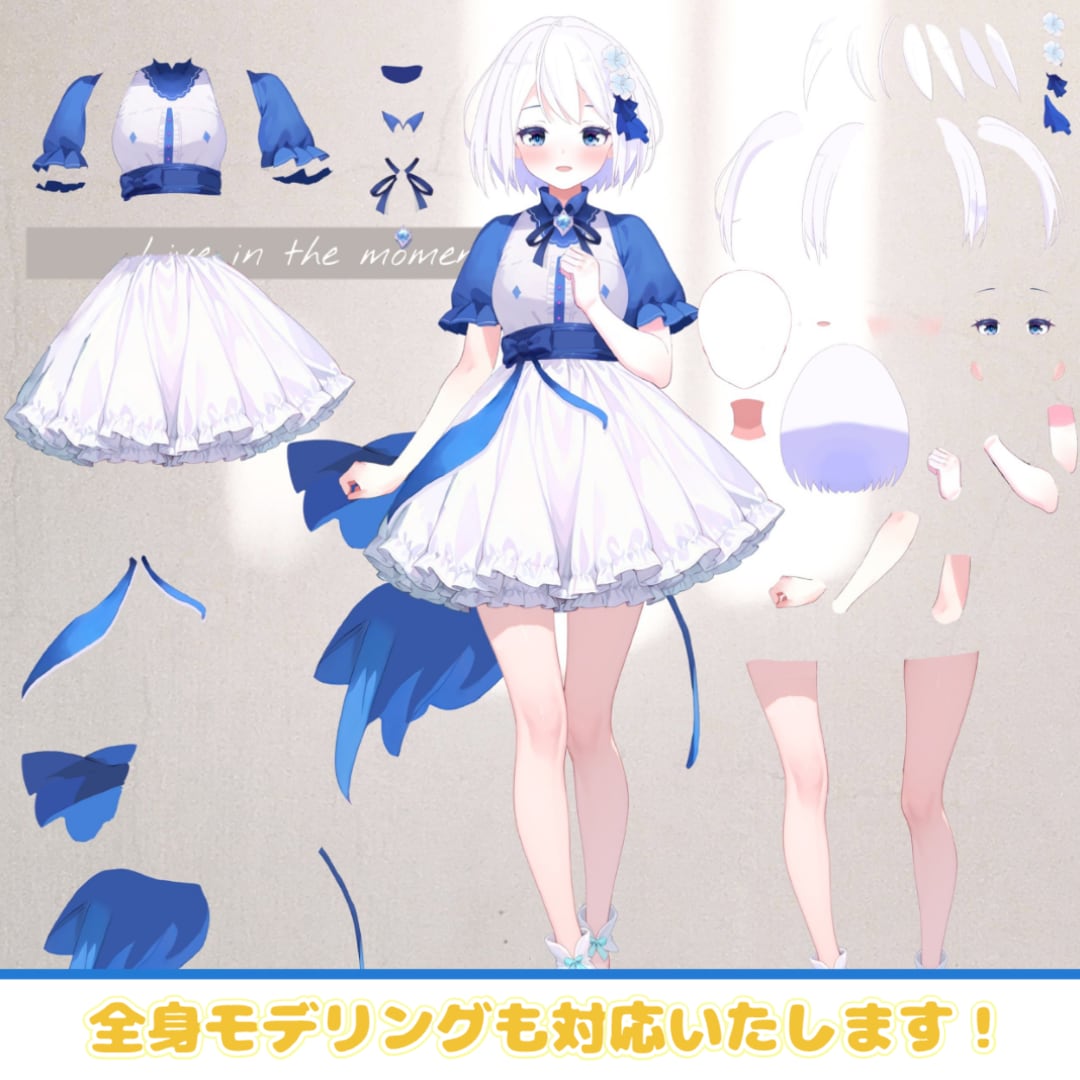 一枚絵からLive2Dモデルを制作します パーツ分けから丁寧に対応し、自然に動かします イメージ3