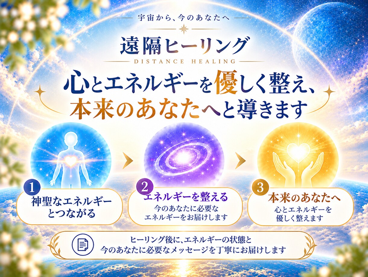 あなたのエネルギーを整える遠隔ヒーリングをします 心とエネルギーを優しく整え、本来のあなたへと導きます イメージ2