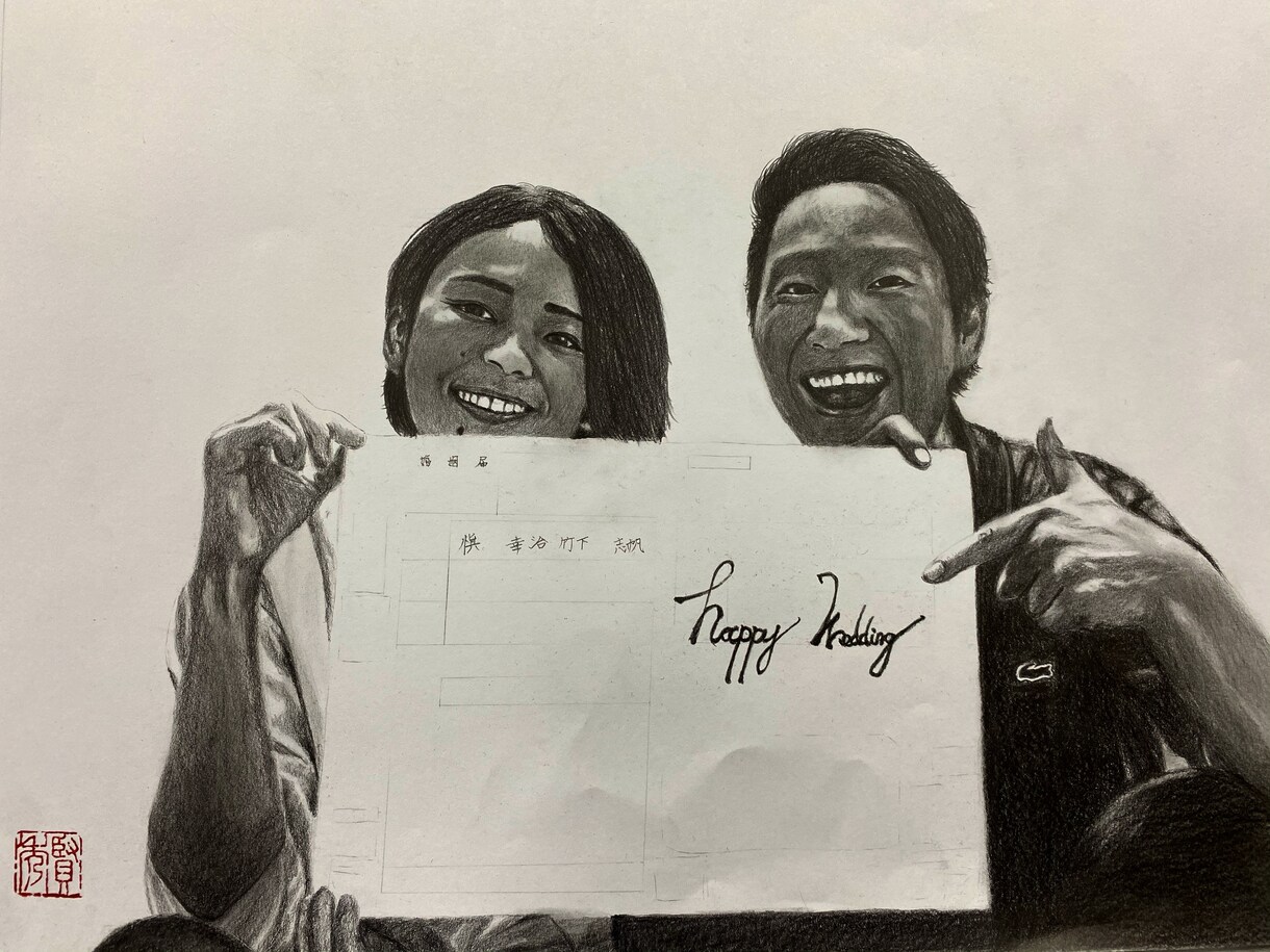 小さな写真立てサイズの鉛筆画描きます 似顔絵を写真サイズで線密に描きます。ちょっとしたプレゼントに イメージ2