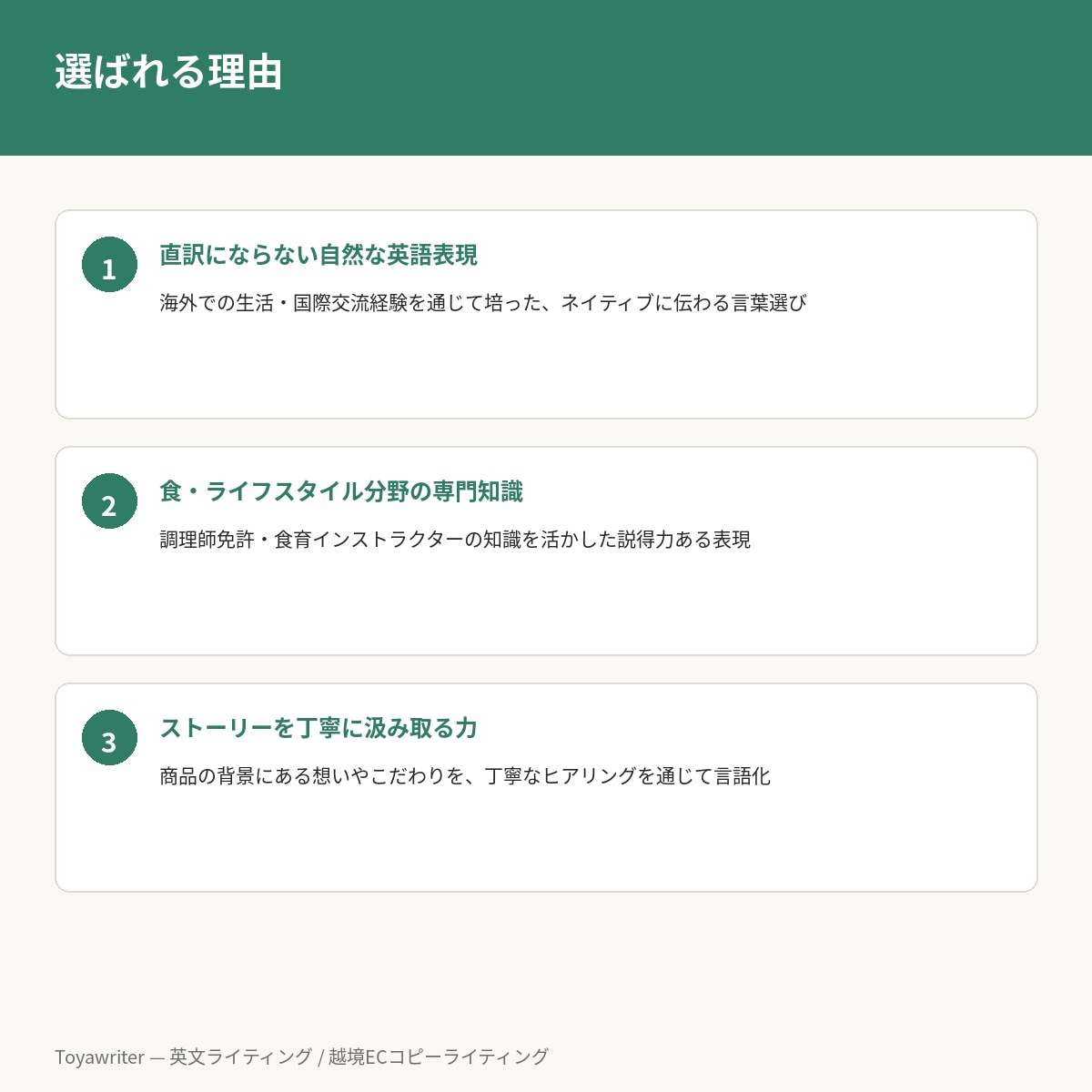海外向け商品説明文・ブランドストーリー作成します 直訳ではない、伝わる英語で商品の魅力を届けます イメージ4