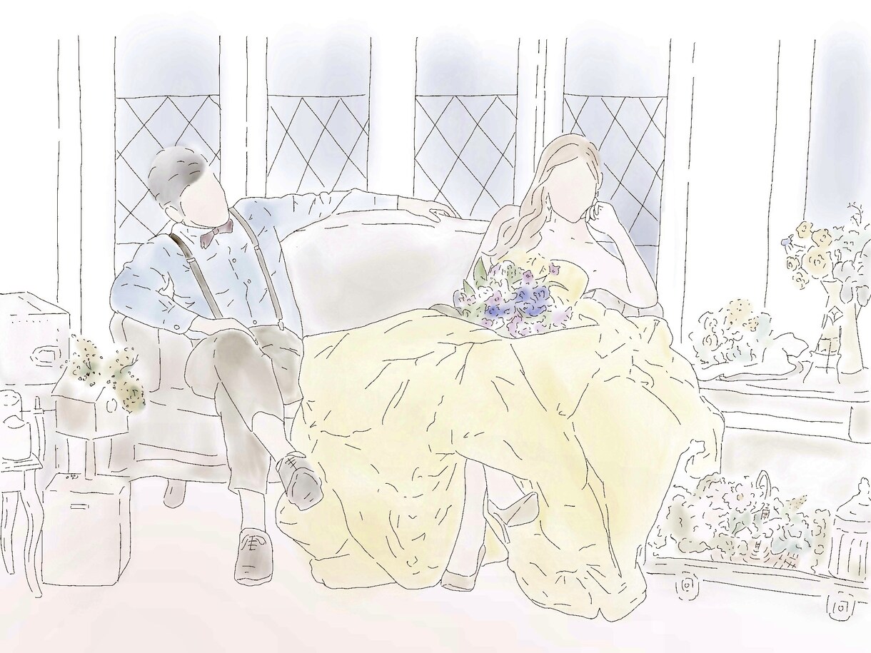 写真をもとに線画ニュアンスイラスト描きます じんわり柔らかい雰囲気に♡家族写真やウェルカムボードなど○ イメージ6