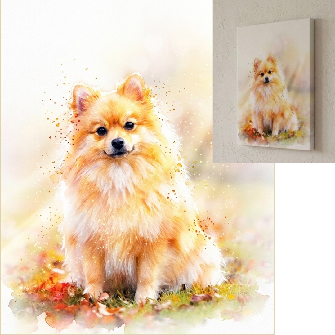 L版印刷込み】優しい水彩画風うちの子似顔絵作ます お試し期間です。キャンバス印刷、アクリル印刷可能。 イメージ1