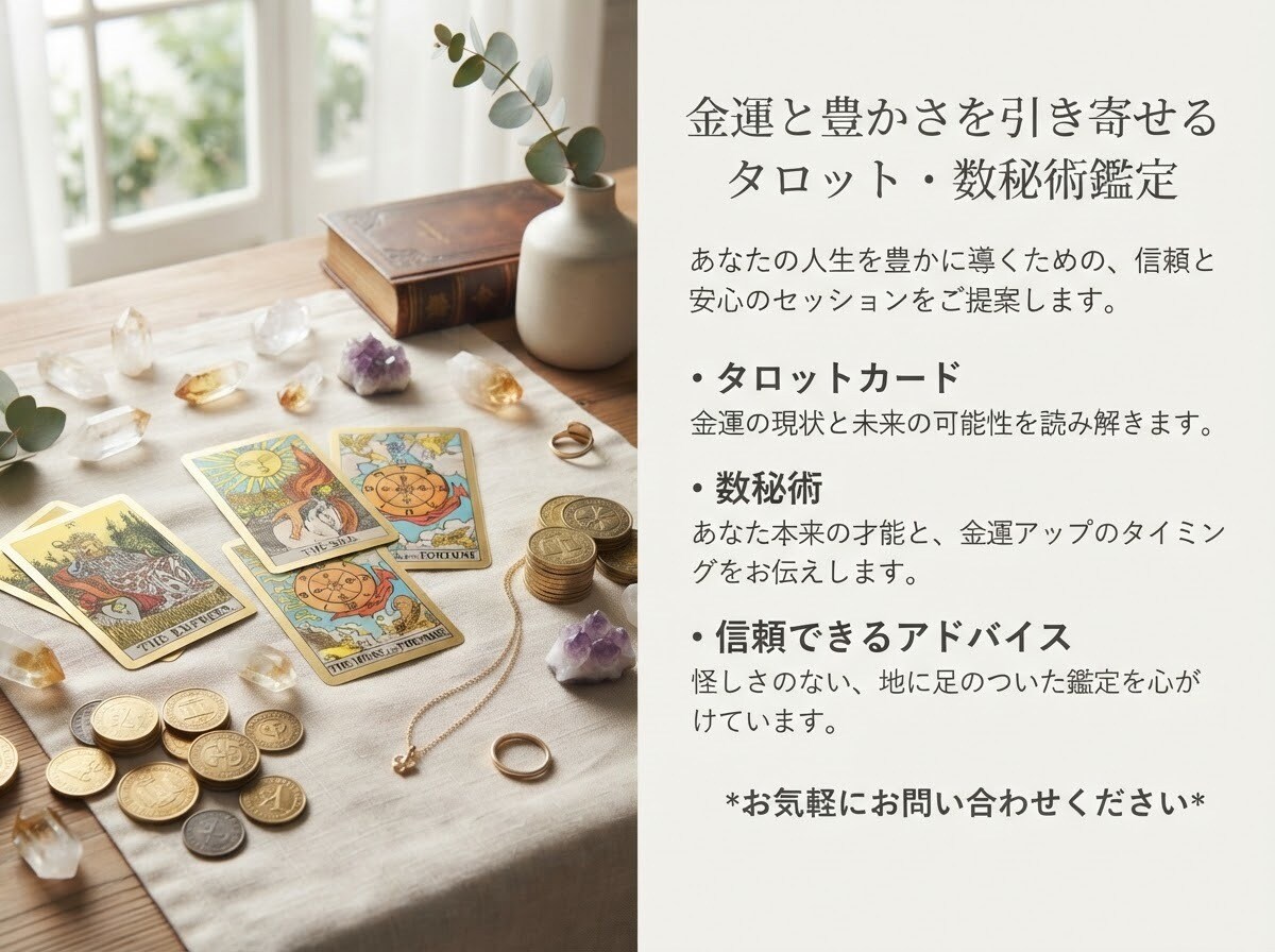 今の金運とお金の流れを数秘術×タロットで占います 金運・お金の流れから今のあなたに意識したいことをお伝えします イメージ3