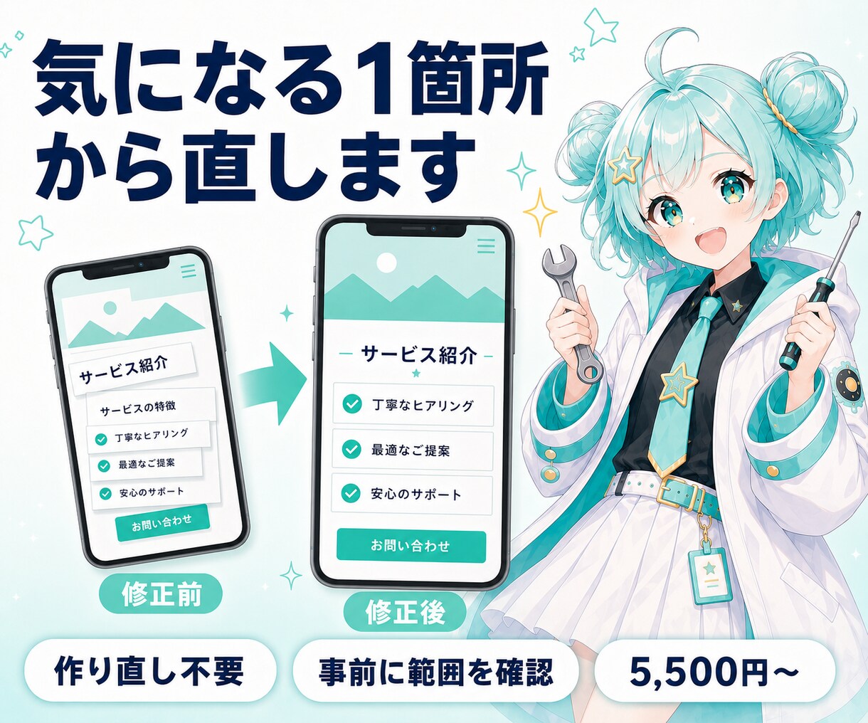 ホームページの気になる箇所を丁寧に直します AIで作ったサイトもOK！必要なところだけ整えます！ イメージ1
