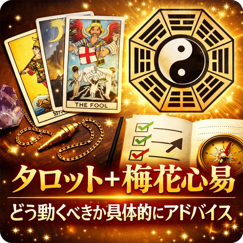 今どう動くべきか、気軽に1回だけ占います タロット＋梅花心易で読み解きます イメージ1