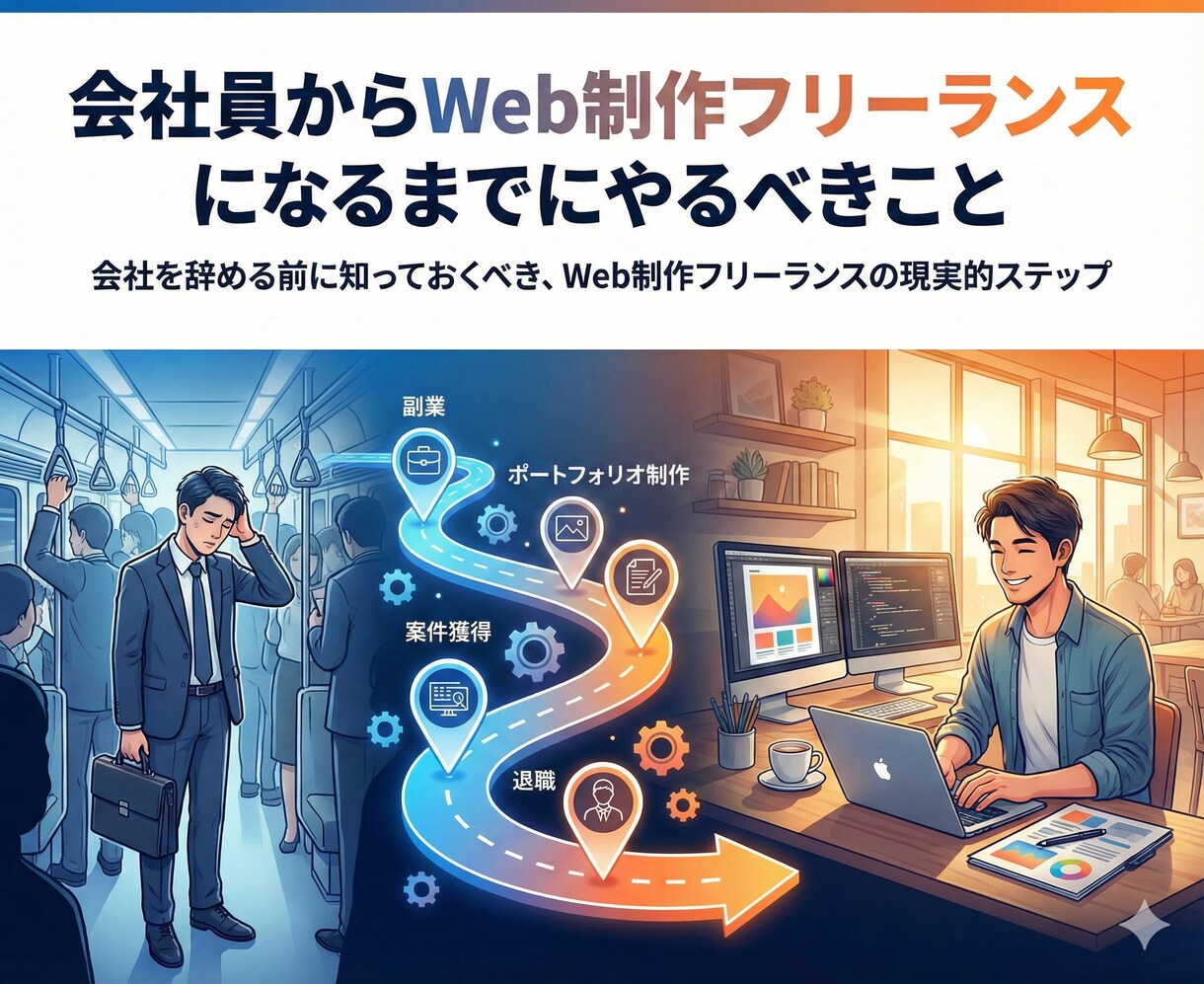 会社員→Web制作フリーランスになる方法を教えます 退職前に知るべきWeb制作フリーランスの現実的ステップ イメージ1